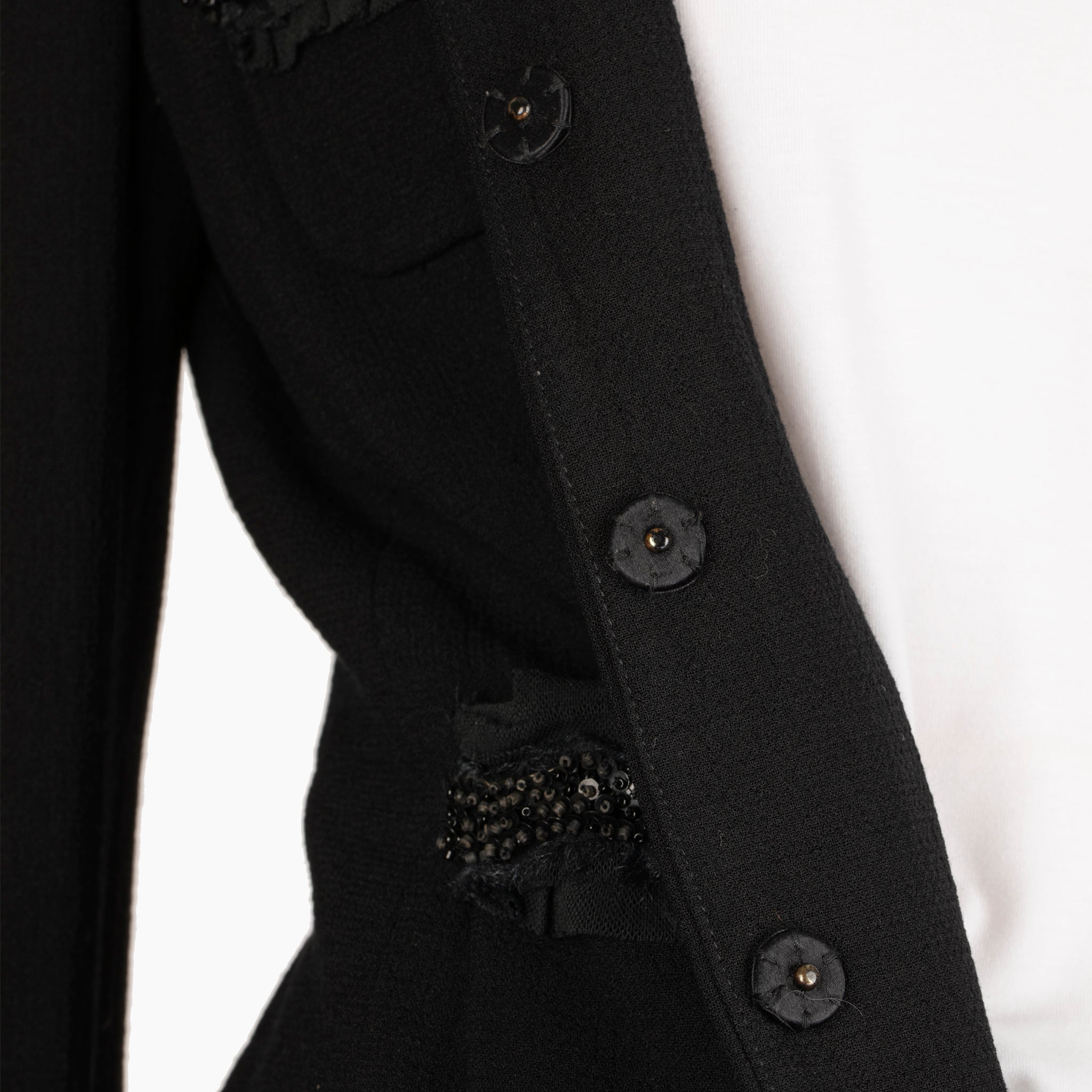 Dolce & Gabbana Black Embellished Collar and Cuff Cropped Jacket – Size 40 IT