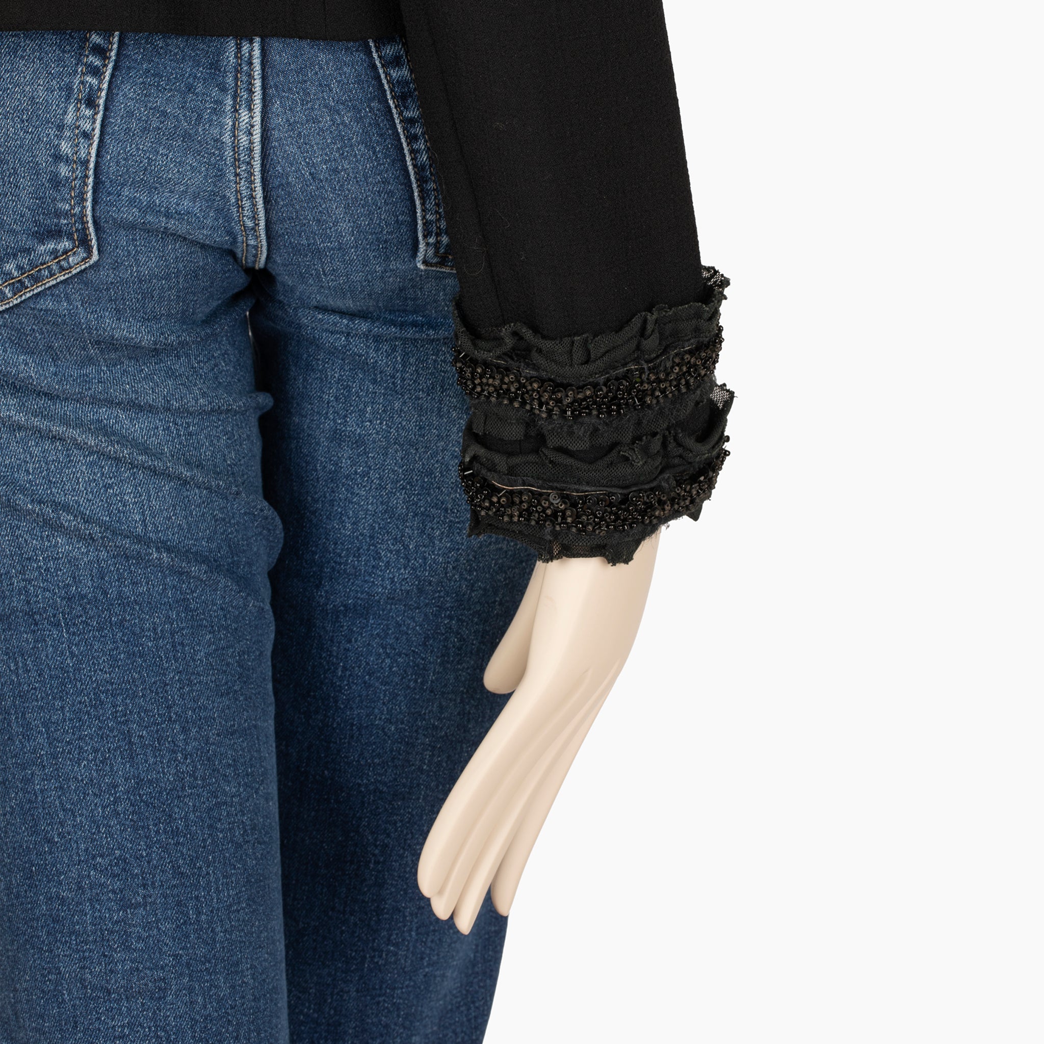 Dolce & Gabbana Black Embellished Collar and Cuff Cropped Jacket – Size 40 IT