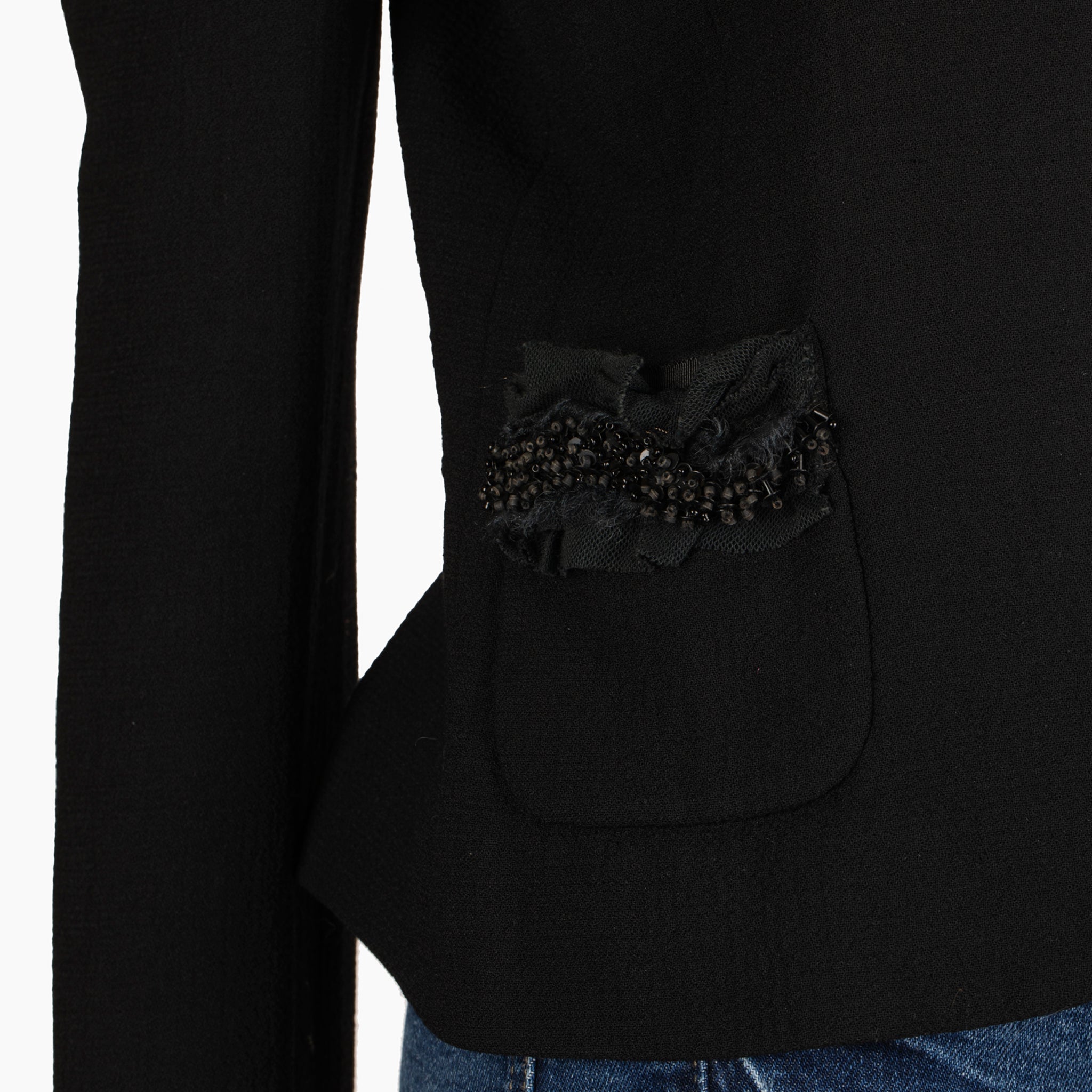 Dolce & Gabbana Black Embellished Collar and Cuff Cropped Jacket – Size 40 IT