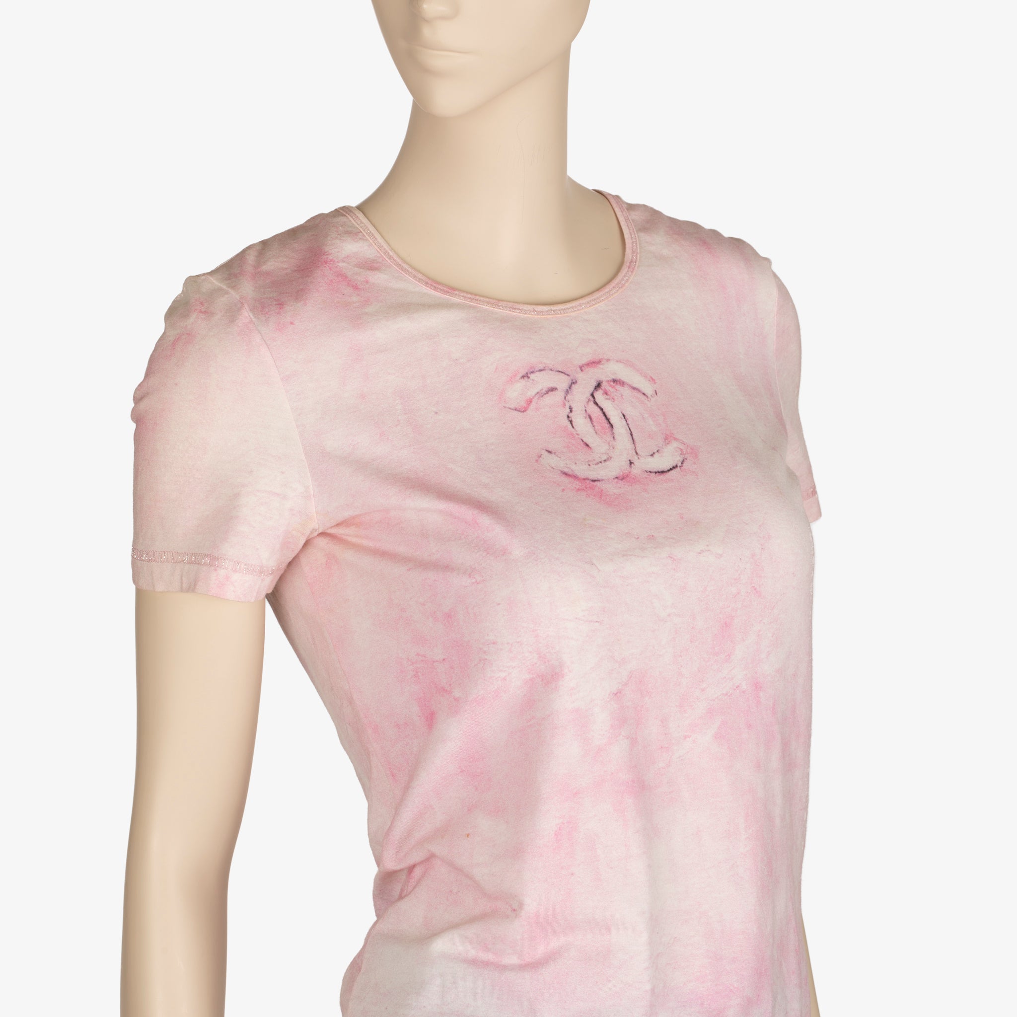 Chanel Pink Tie-Dye Cotton Logo T-Shirt – Size S