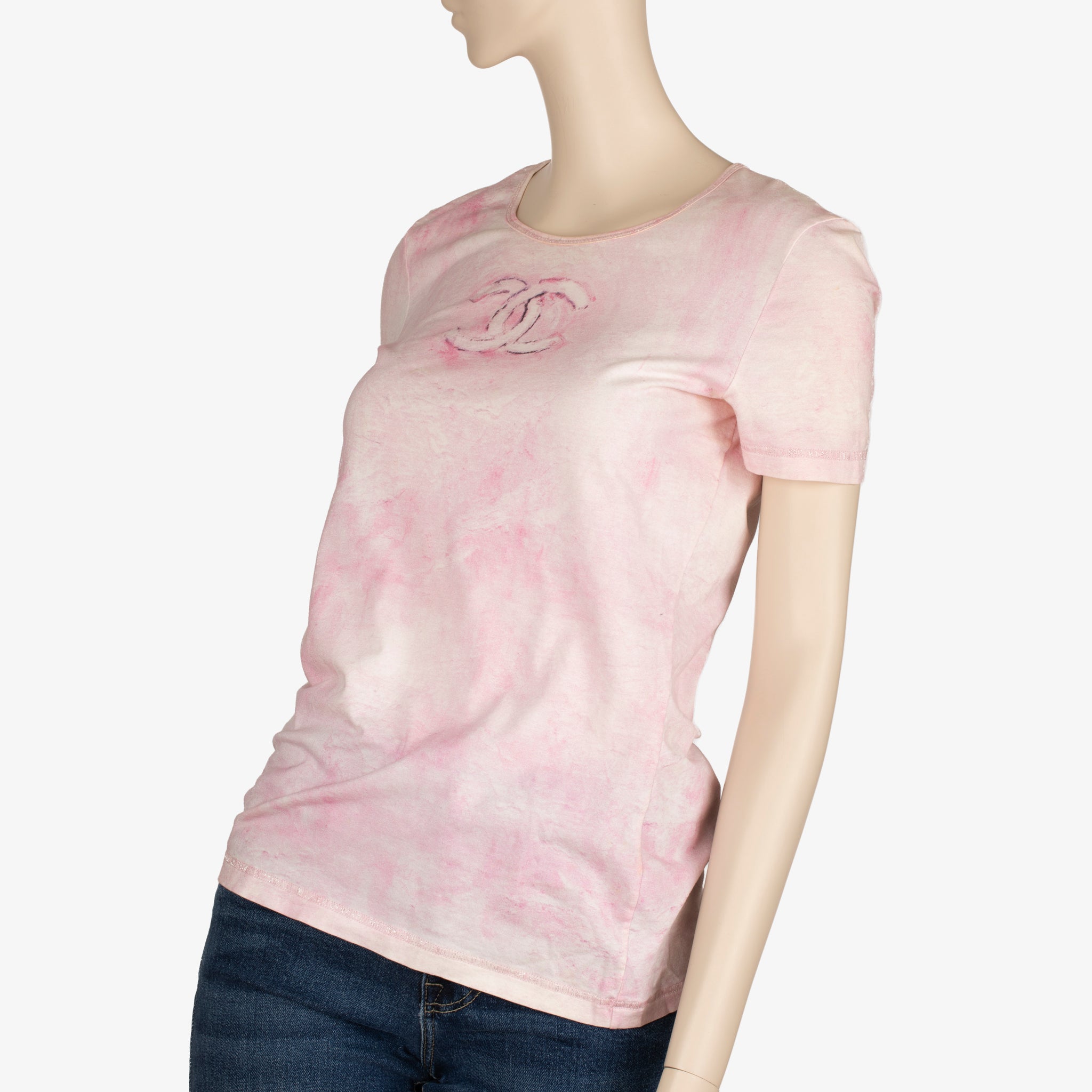 Chanel Pink Tie-Dye Cotton Logo T-Shirt – Size S