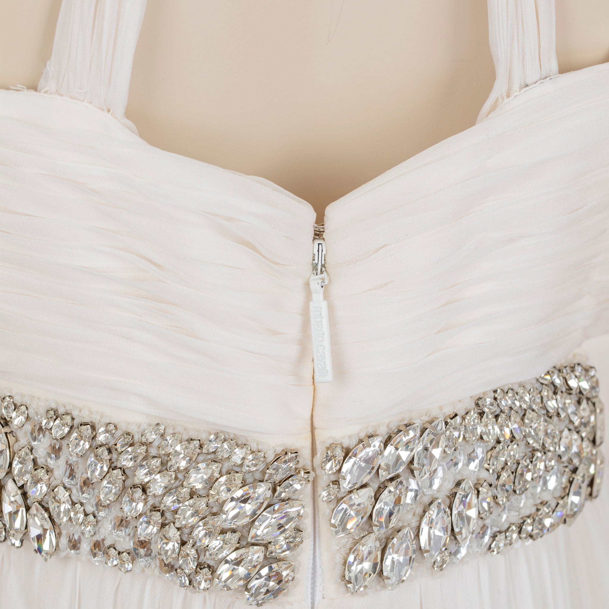 Roberto Cavalli Ivory Gown with Crystal Details 38 IT