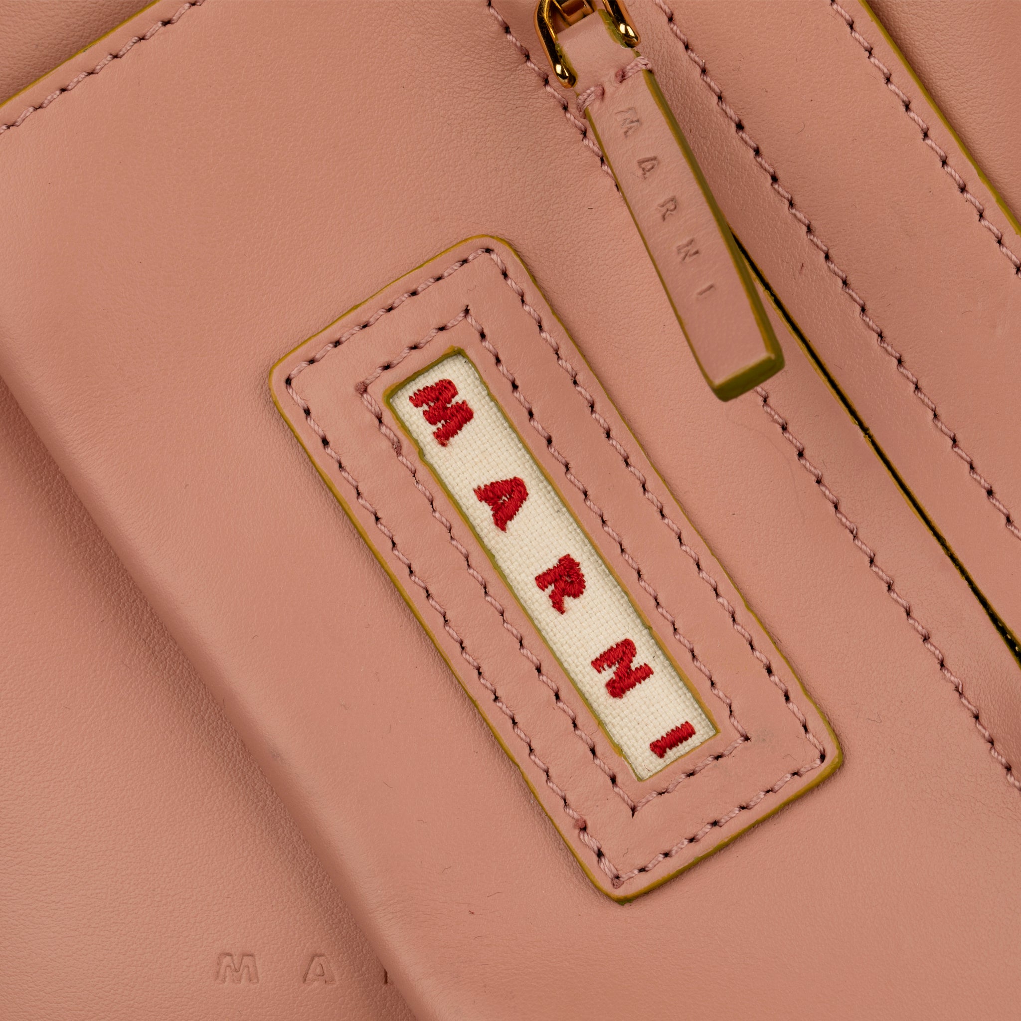 Marni Dusty Pink Pannier Bucket Bag with Acetate Top Handle and Detachable Pouch