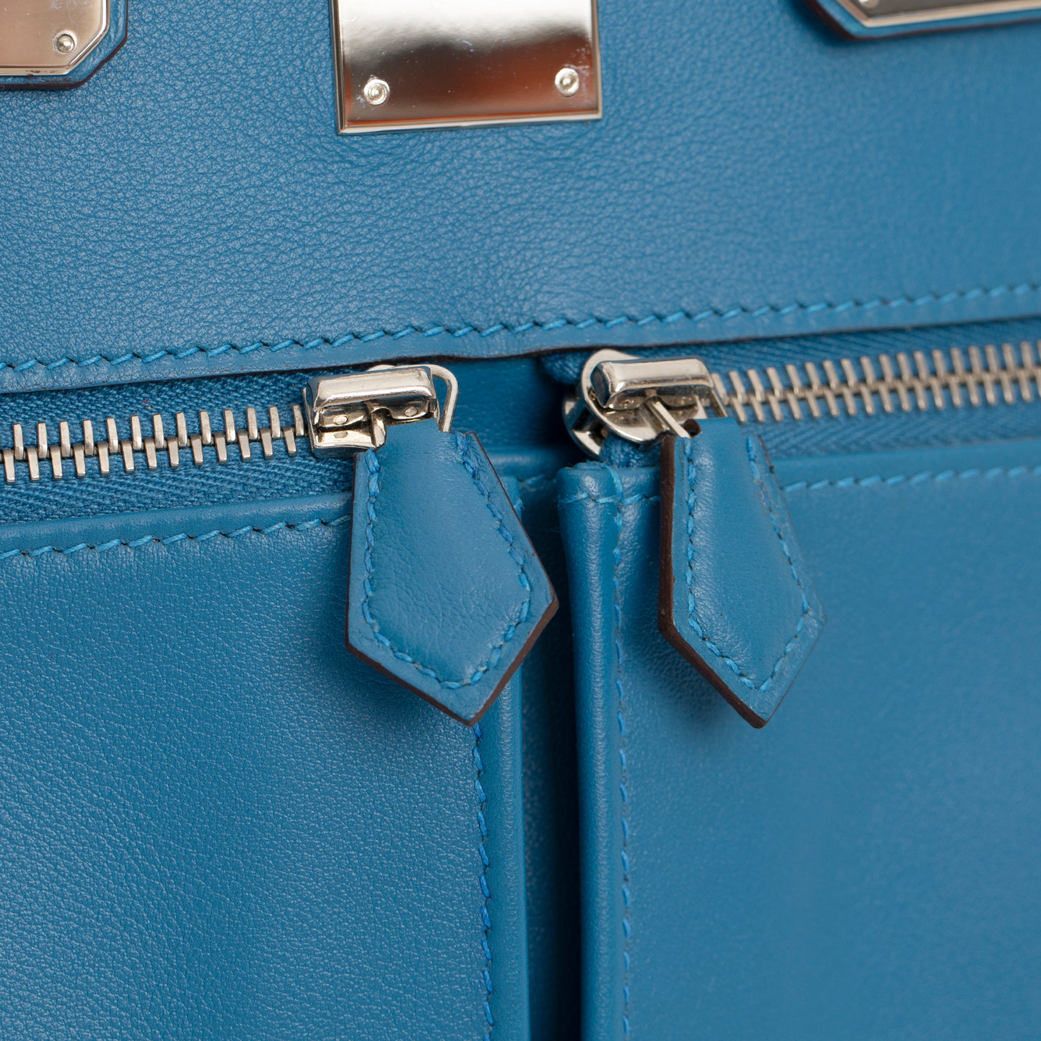 Hermes Kelly Lakis 35cm Blue Hydra Swift Leather Palladium Hardware