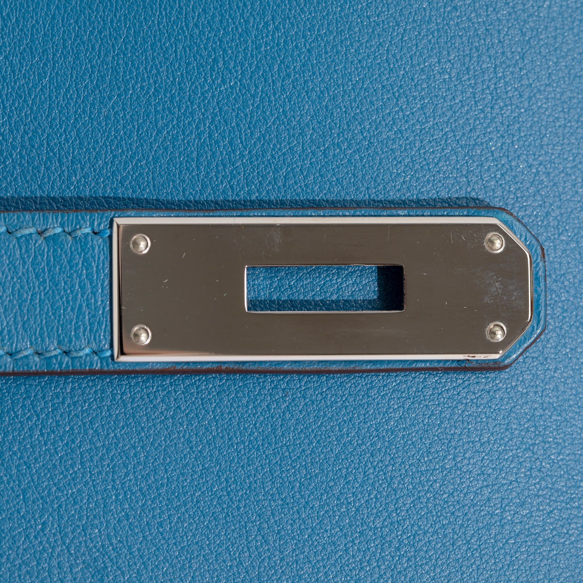 Hermes Kelly Lakis 35cm Blue Hydra Swift Leather Palladium Hardware