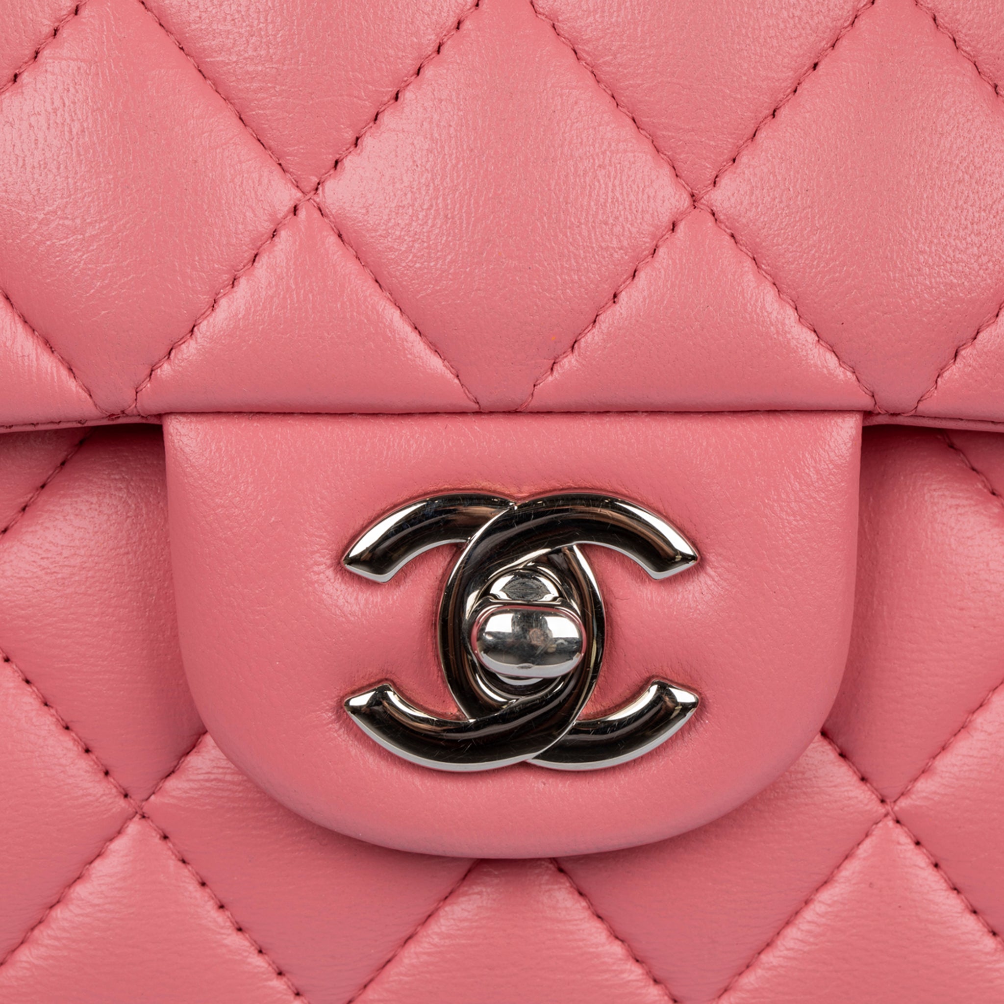 Chanel Medium Double Classic Flap Bag Pink Lambskin Leather Gold Tone Hardware