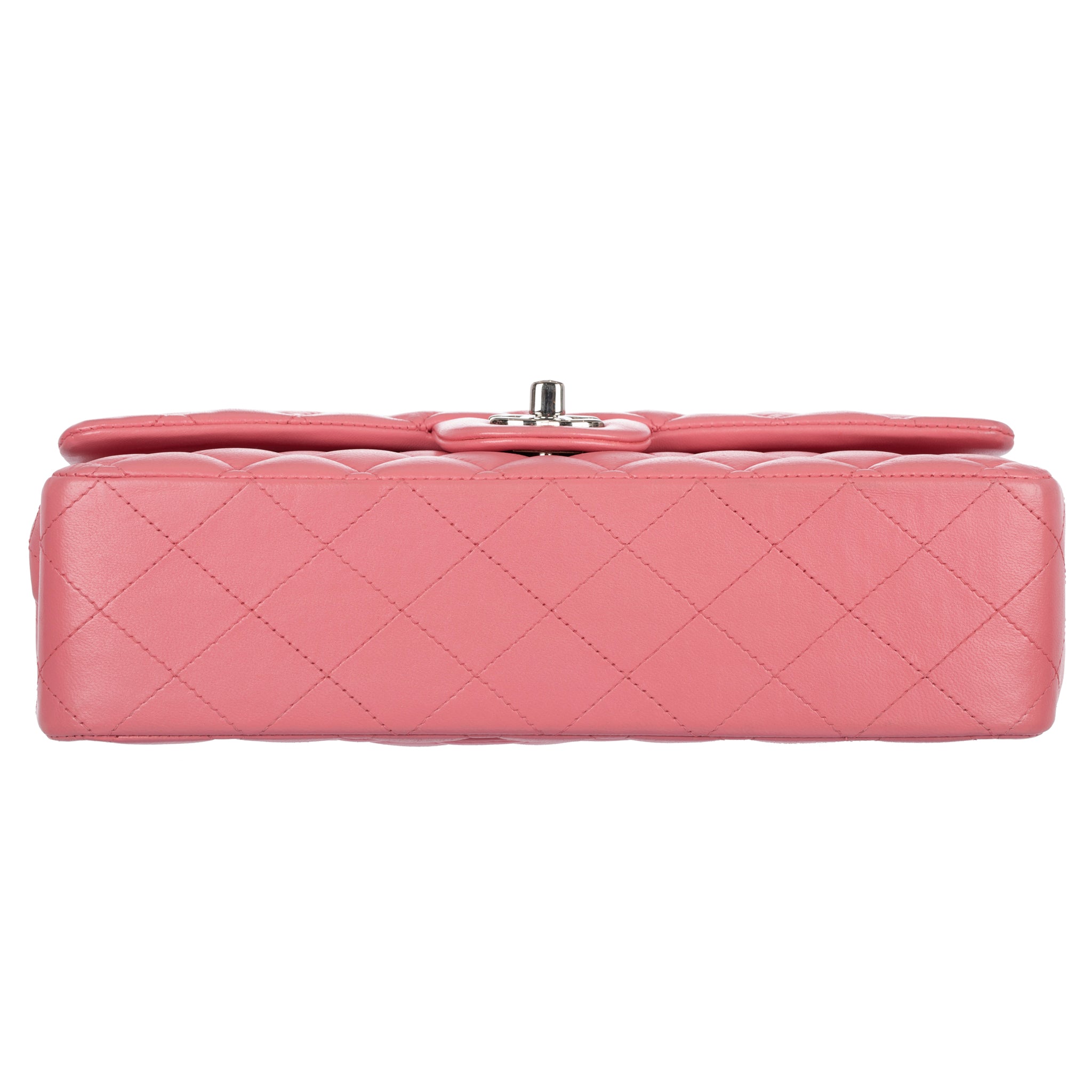 Chanel Medium Double Classic Flap Bag Pink Lambskin Leather Gold Tone Hardware