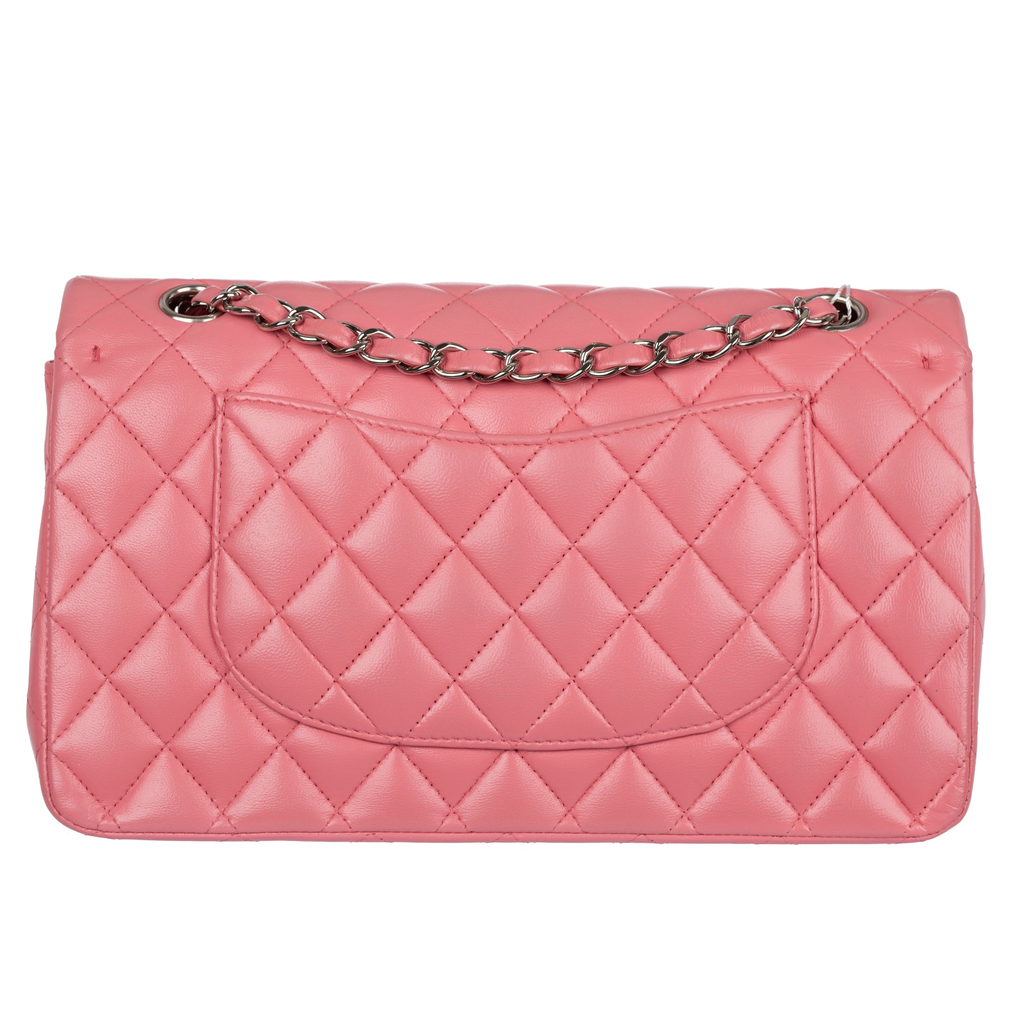 Chanel Medium Double Classic Flap Bag Pink Lambskin Leather Gold Tone Hardware