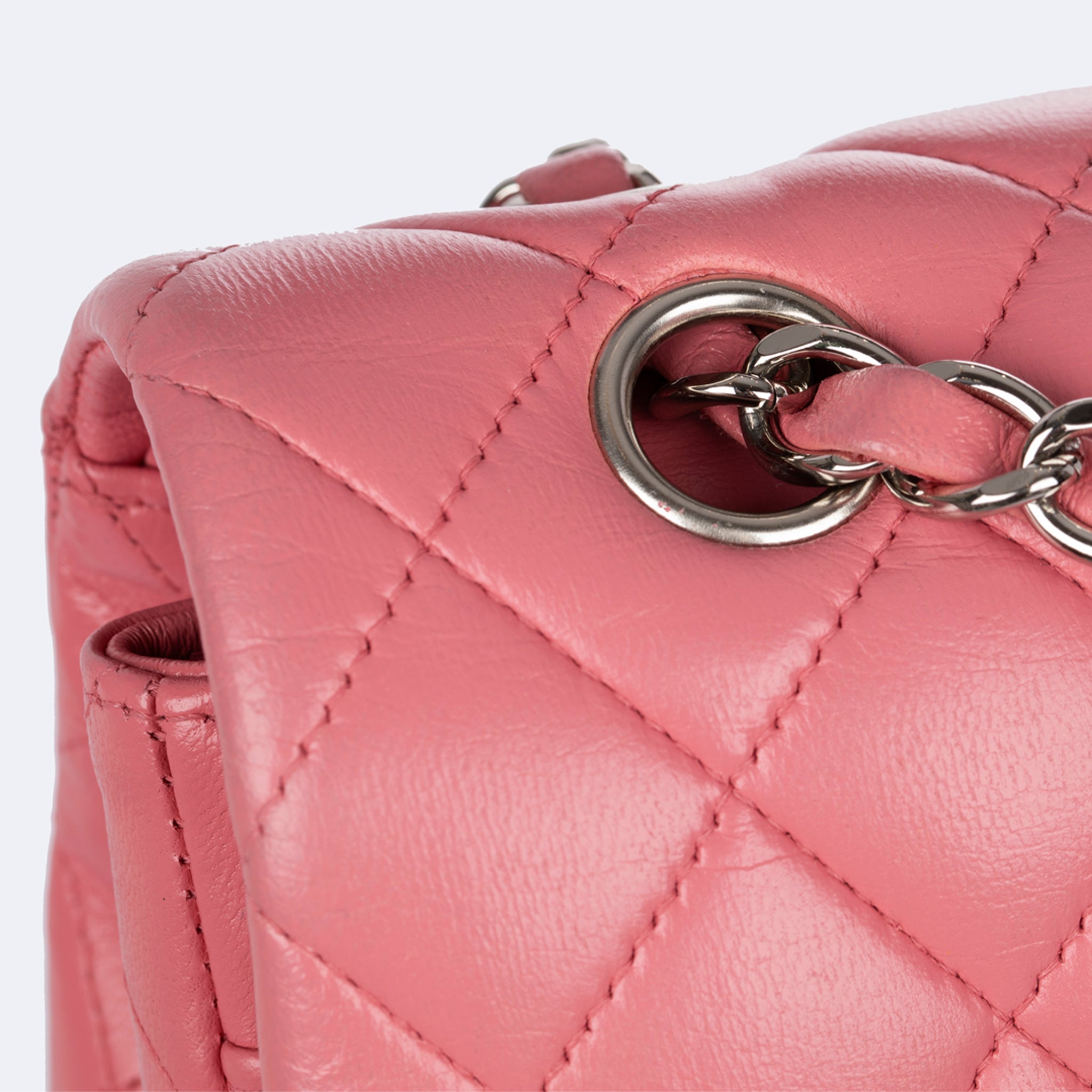 Chanel Medium Double Classic Flap Bag Pink Lambskin Leather Gold Tone Hardware