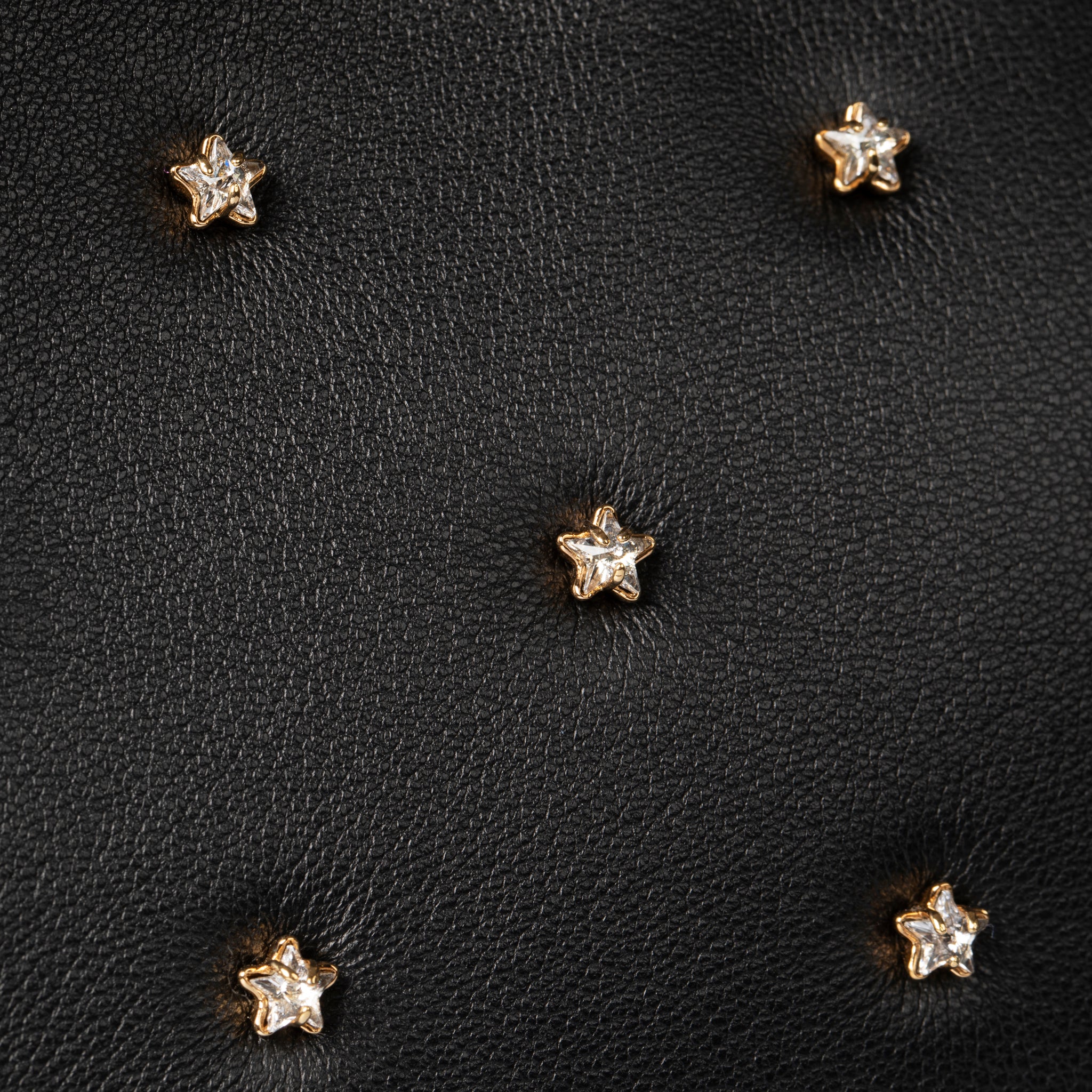 Fendi Mini Peekaboo Black Leather With Crystal Star Embellishment