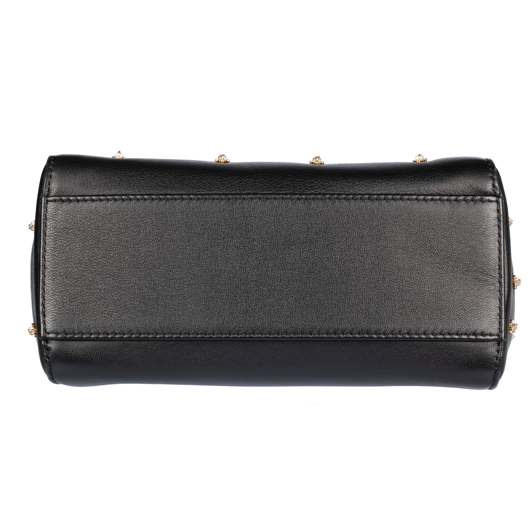 Fendi Mini Peekaboo Black Leather With Crystal Star Embellishment