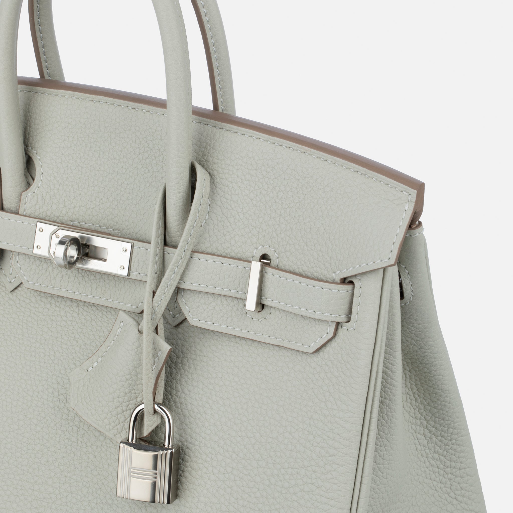 Hermes Birkin 25cm Verso Gris Pearl & Nata Togo Leather Palladium Hardware