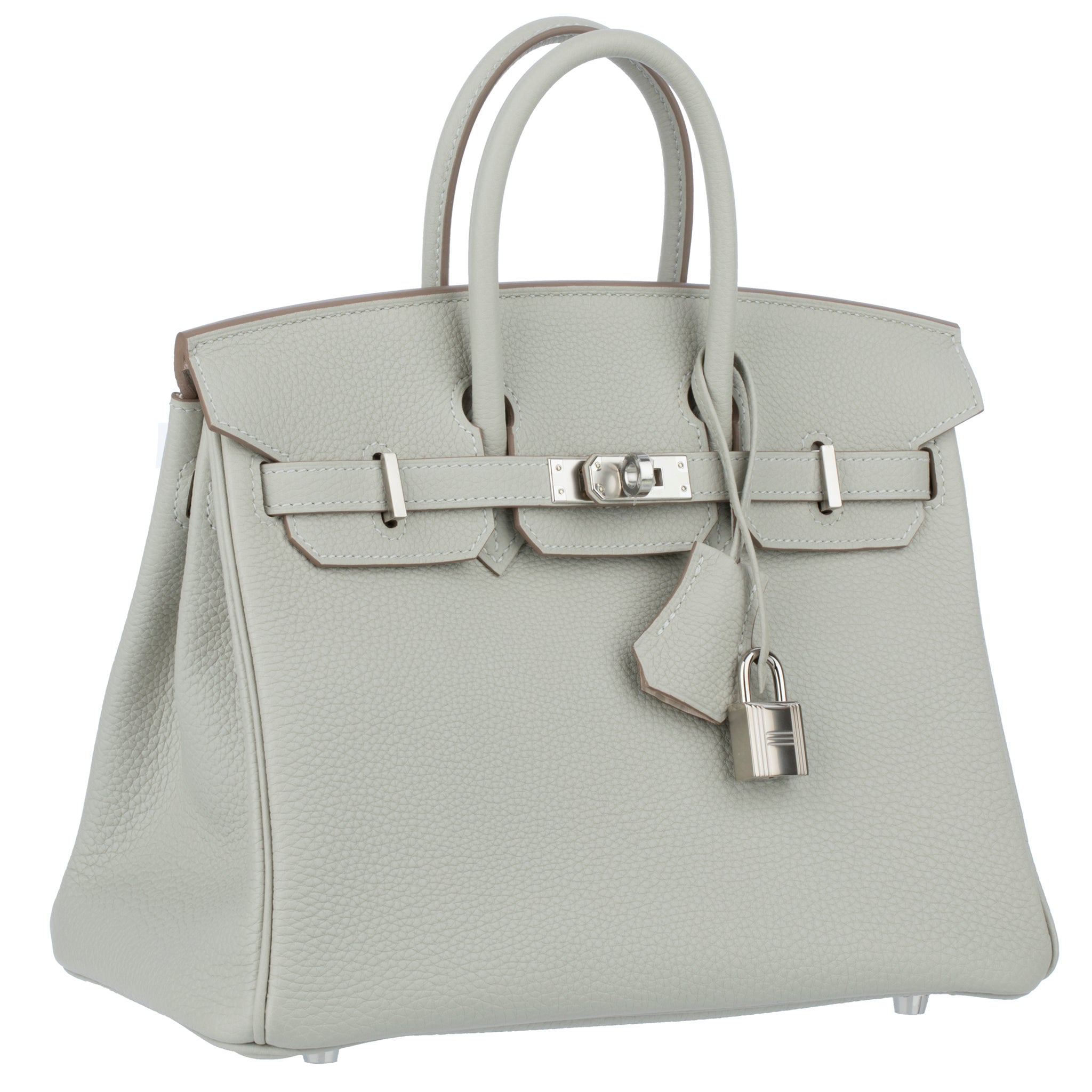 Hermes Birkin 25cm Verso Gris Pearl & Nata Togo Leather Palladium Hardware