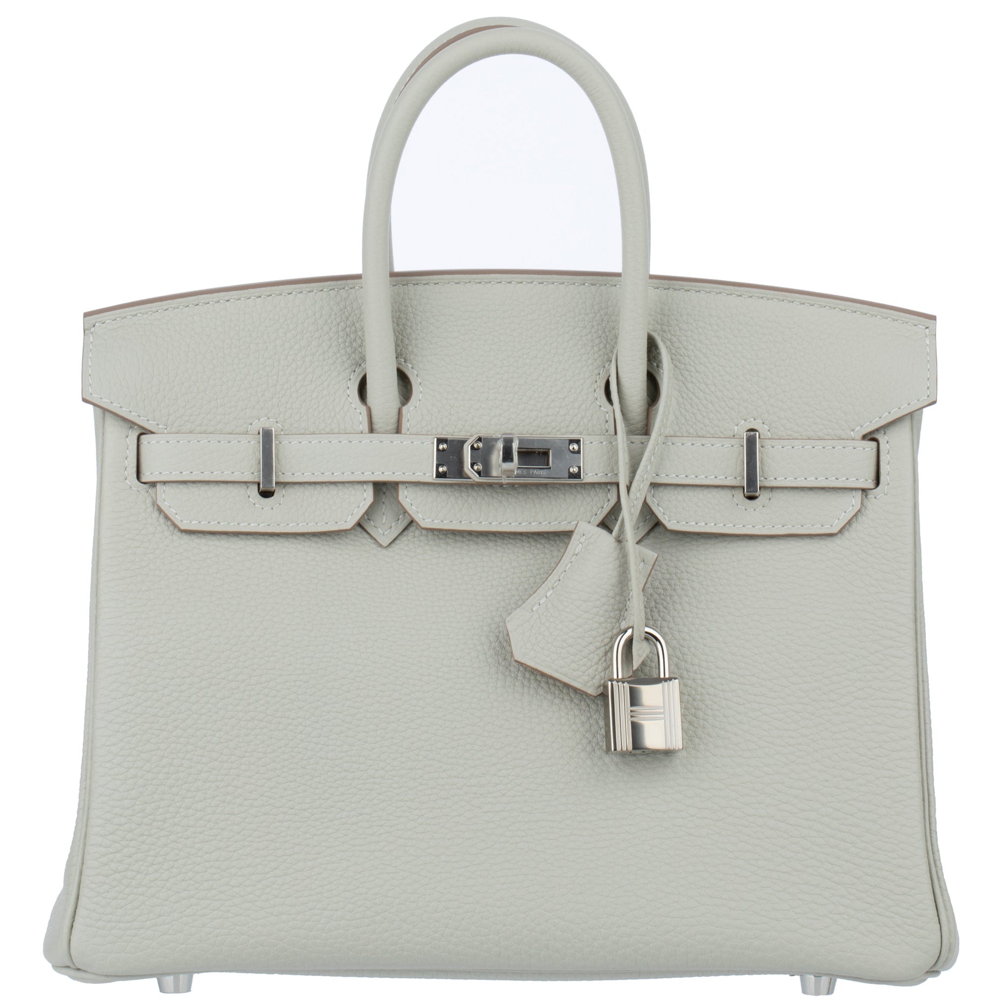 Hermes Birkin 25cm Verso Gris Pearl & Nata Togo Leather Palladium Hardware