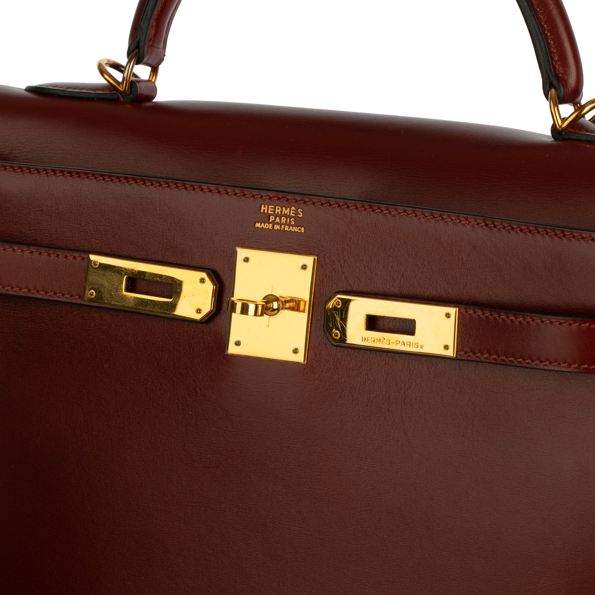 Hermes Vintage Kelly 32cm Rouge H Box Leather Gold Hardware