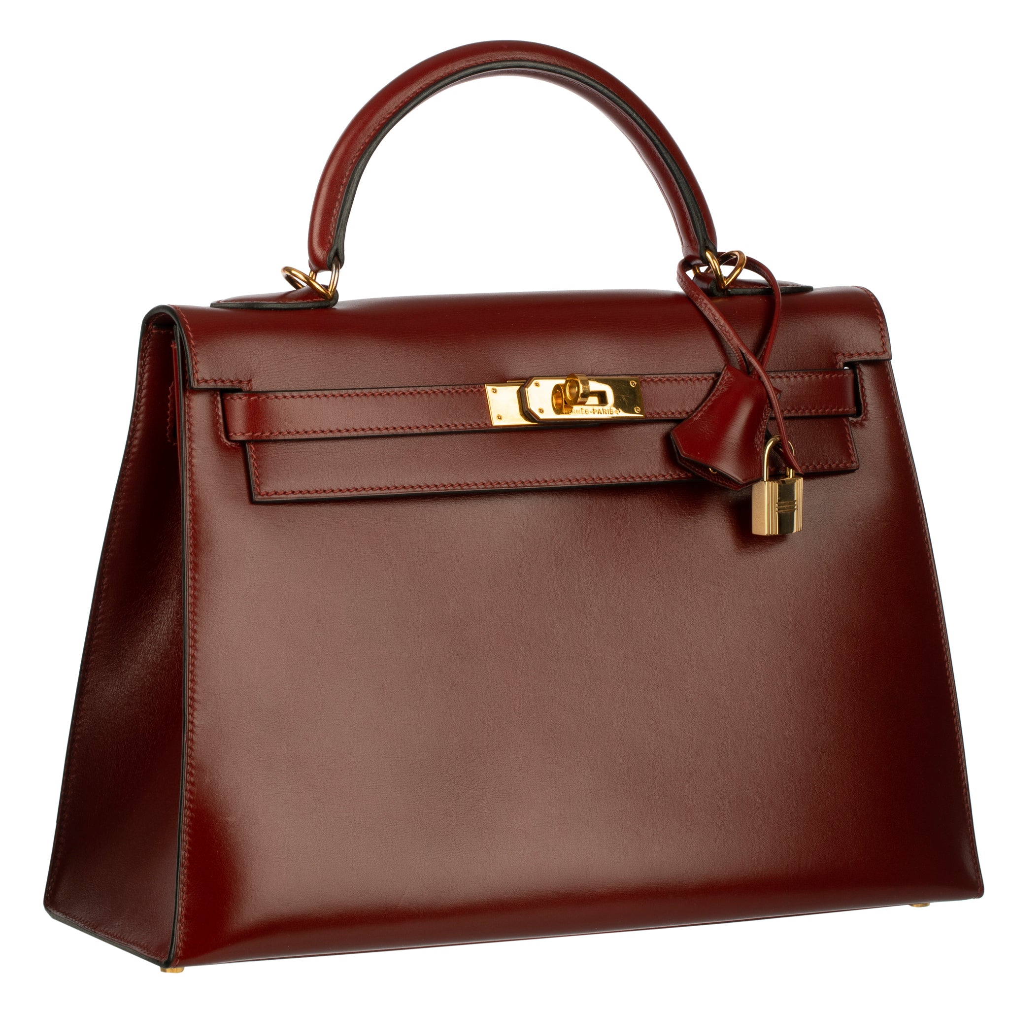 Hermes Vintage Kelly 32cm Rouge H Box Leather Gold Hardware