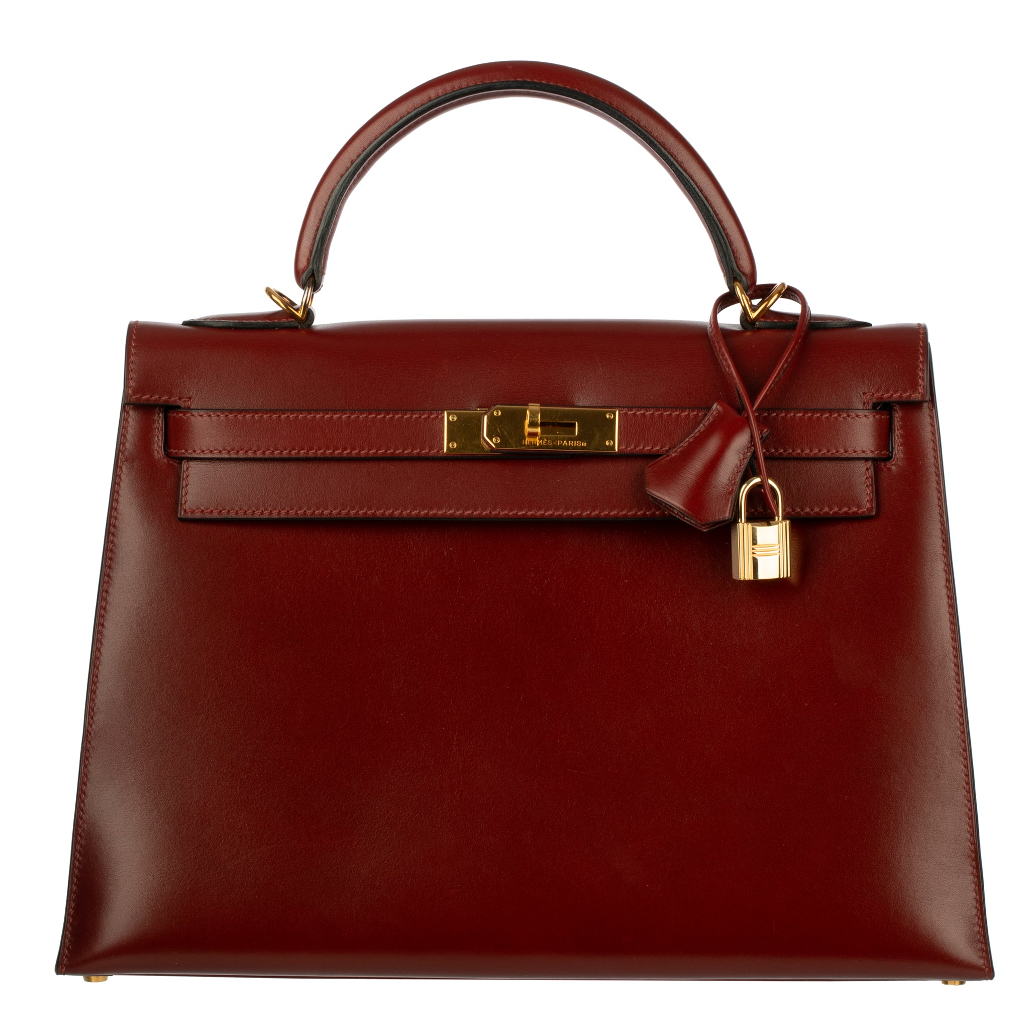 Hermes Vintage Kelly 32cm Rouge H Box Leather Gold Hardware