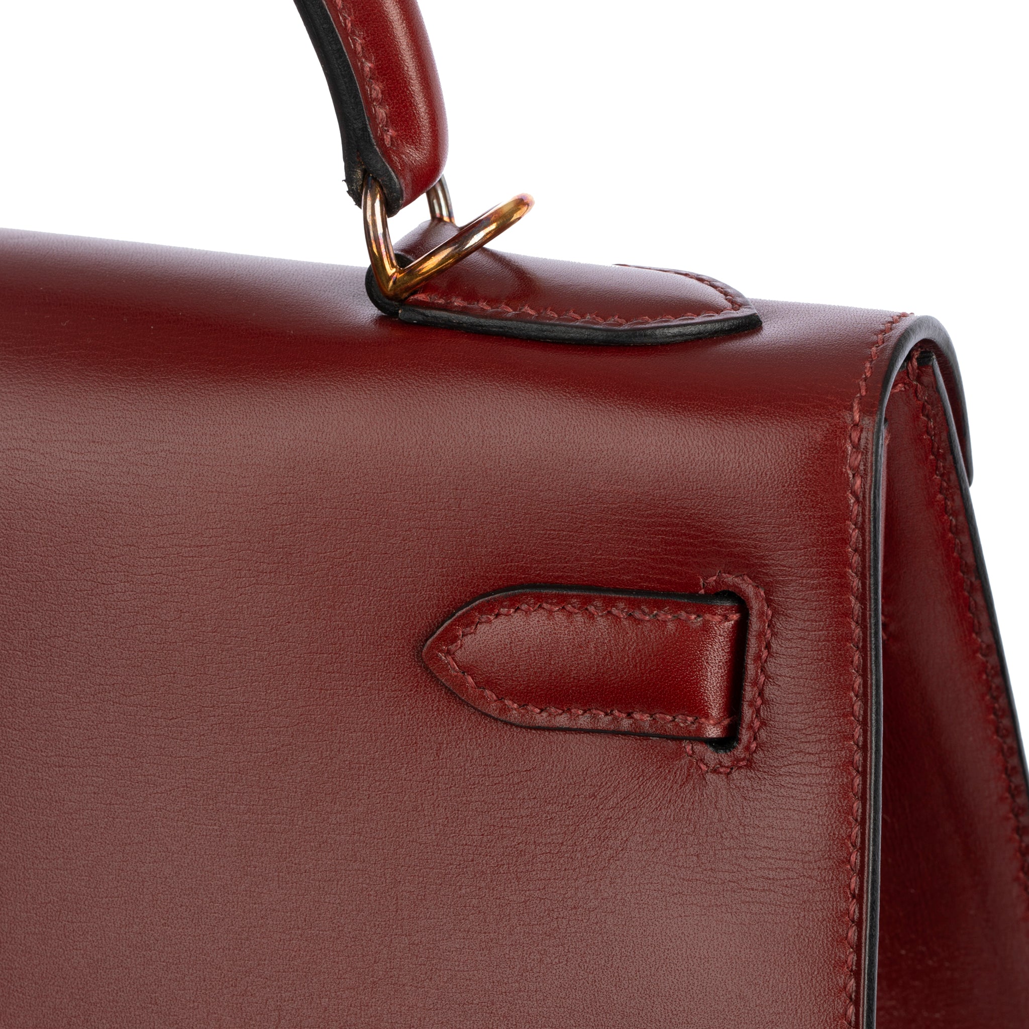 Hermes Vintage Kelly 32cm Rouge H Box Leather Gold Hardware