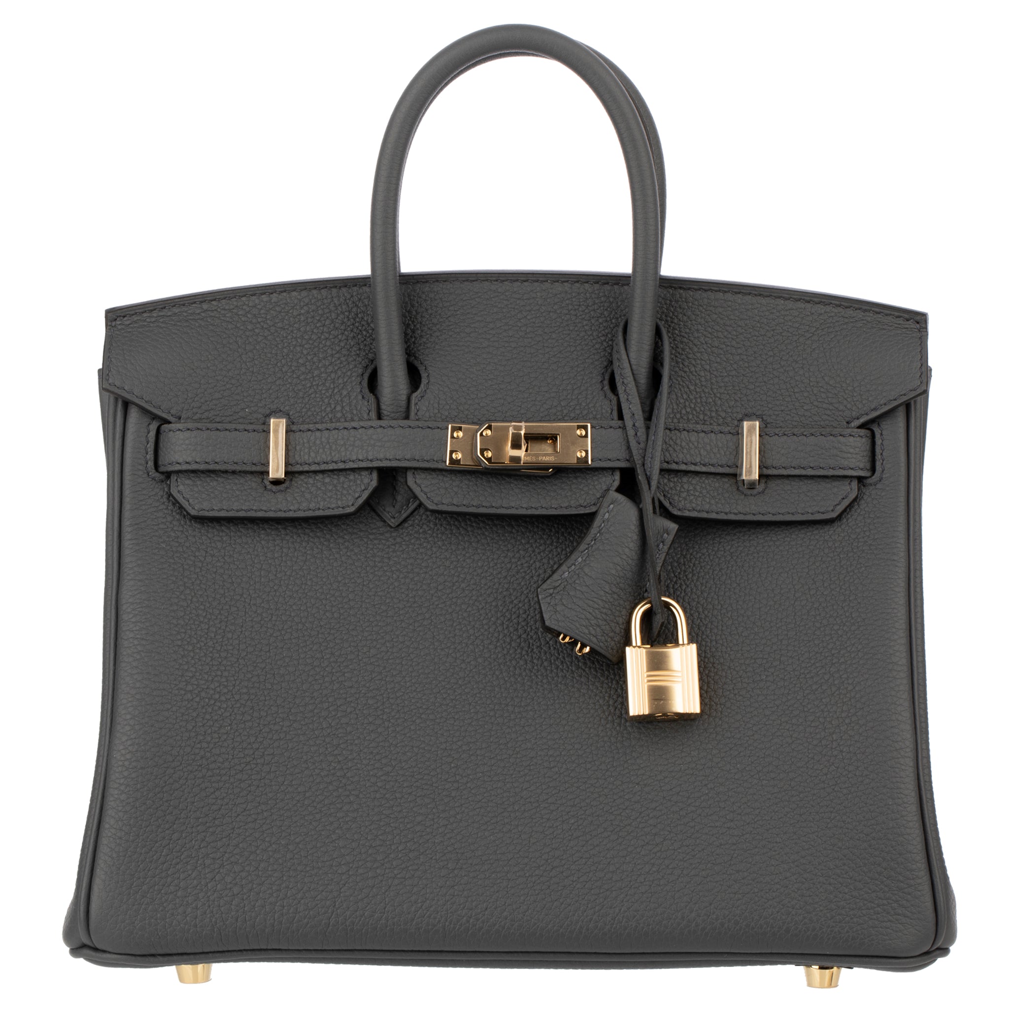 Hermes Birkin 25cm Gris Misty Togo Leather Permabrass Hardware