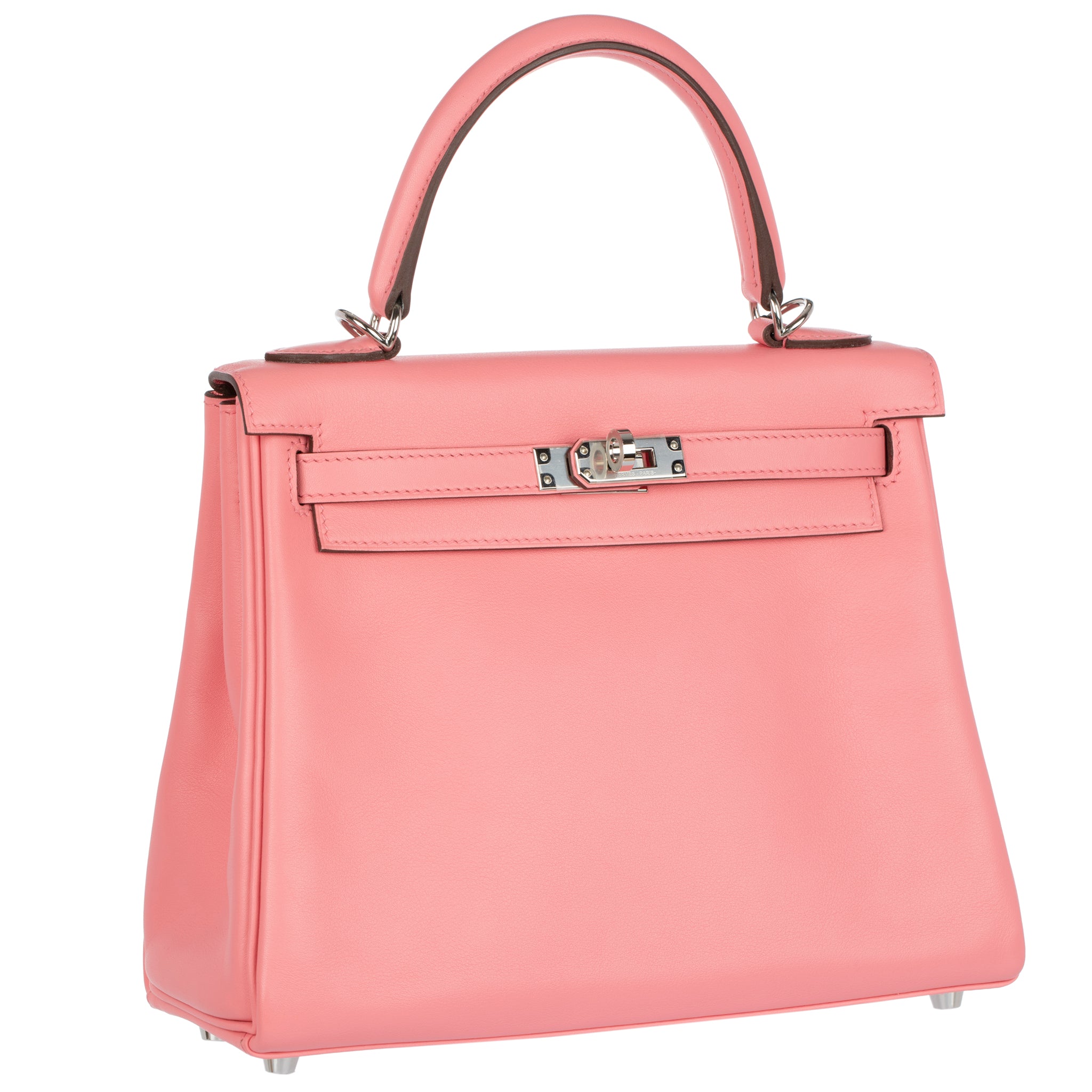 Hermes Kelly 25cm Retourne Rose Ete Swift Leather Palladium Hardware