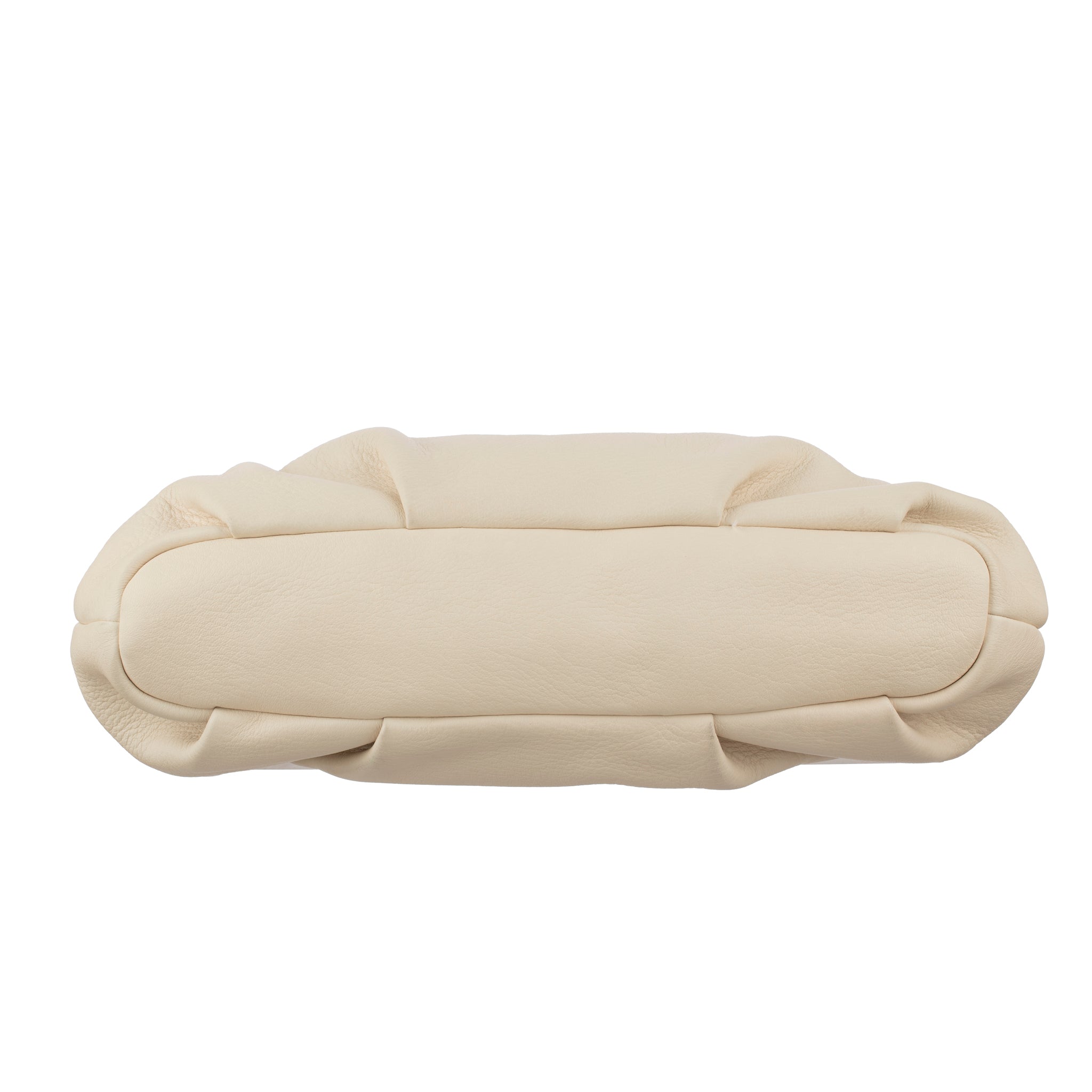 Prada Ivory Pebbled Leather Soft Clutch Gold Tone Hardware