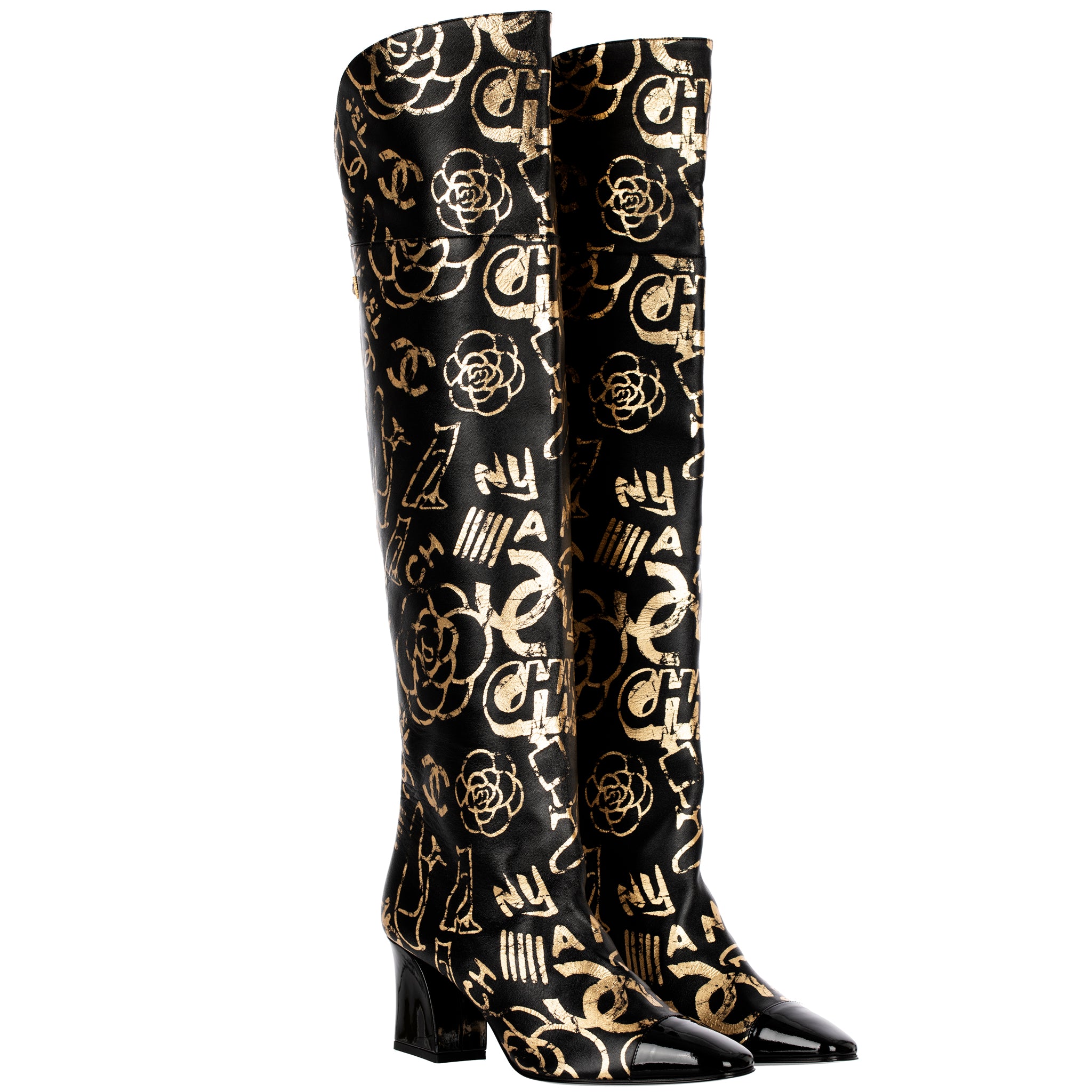 Chanel Egyptian Thigh High Boots 39 Fr
