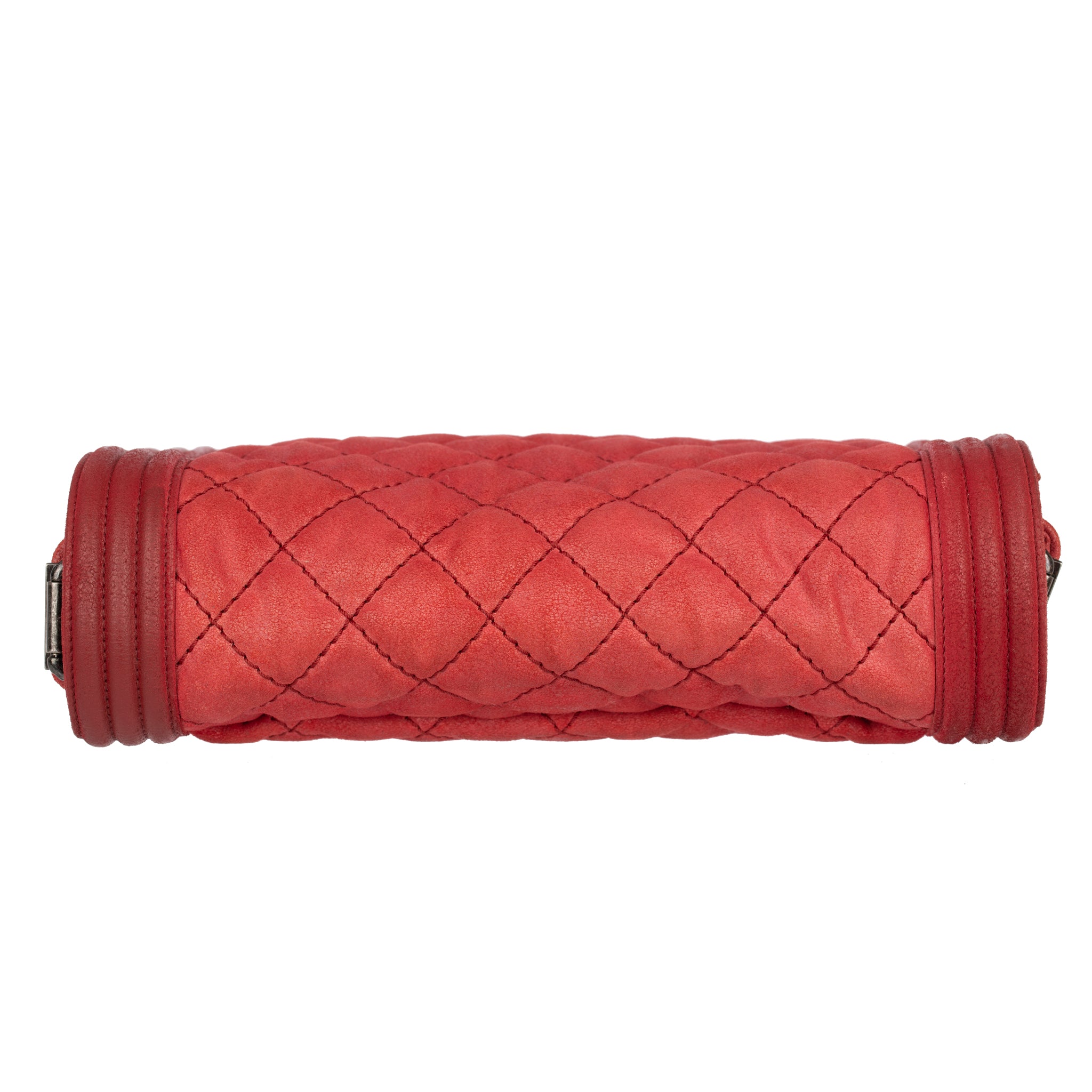 Chanel Red Quilted Suede Large Boy Flap Bag