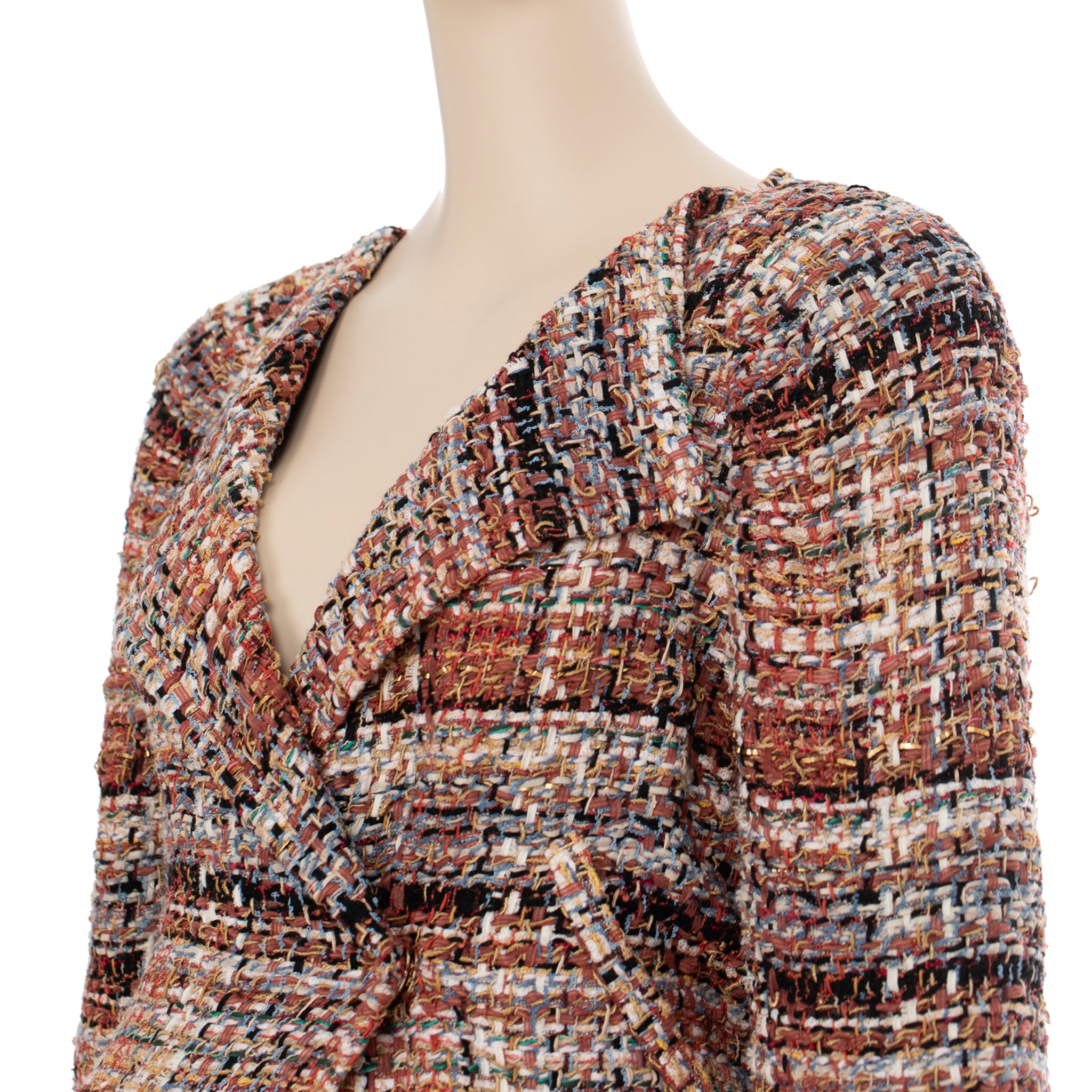 Chanel Multitone Fantasy Tweed Coat With Waist Belt 40 FR