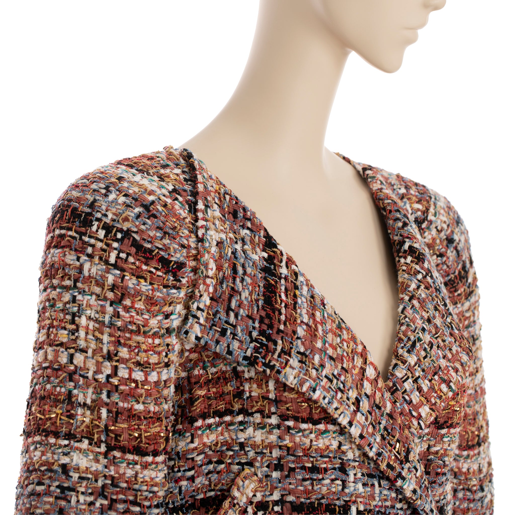 Chanel Multitone Fantasy Tweed Coat With Waist Belt 40 FR