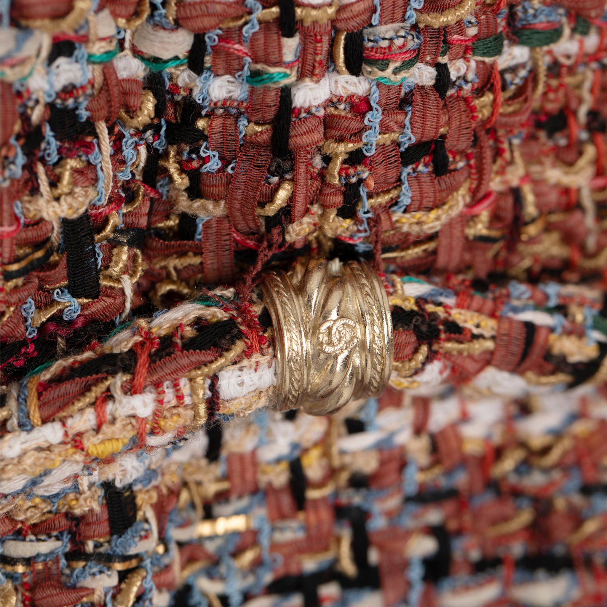 Chanel Multitone Fantasy Tweed Coat With Waist Belt 40 FR