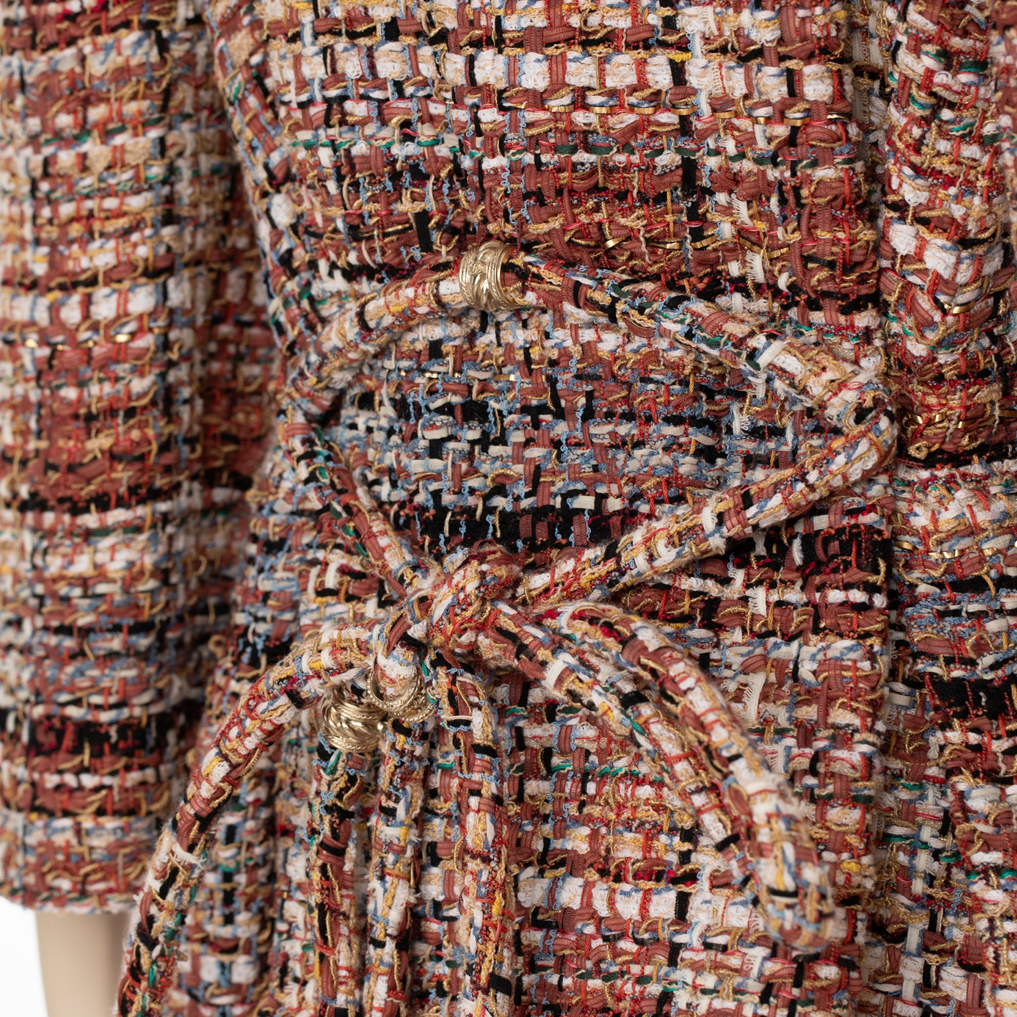 Chanel Multitone Fantasy Tweed Coat With Waist Belt 40 FR