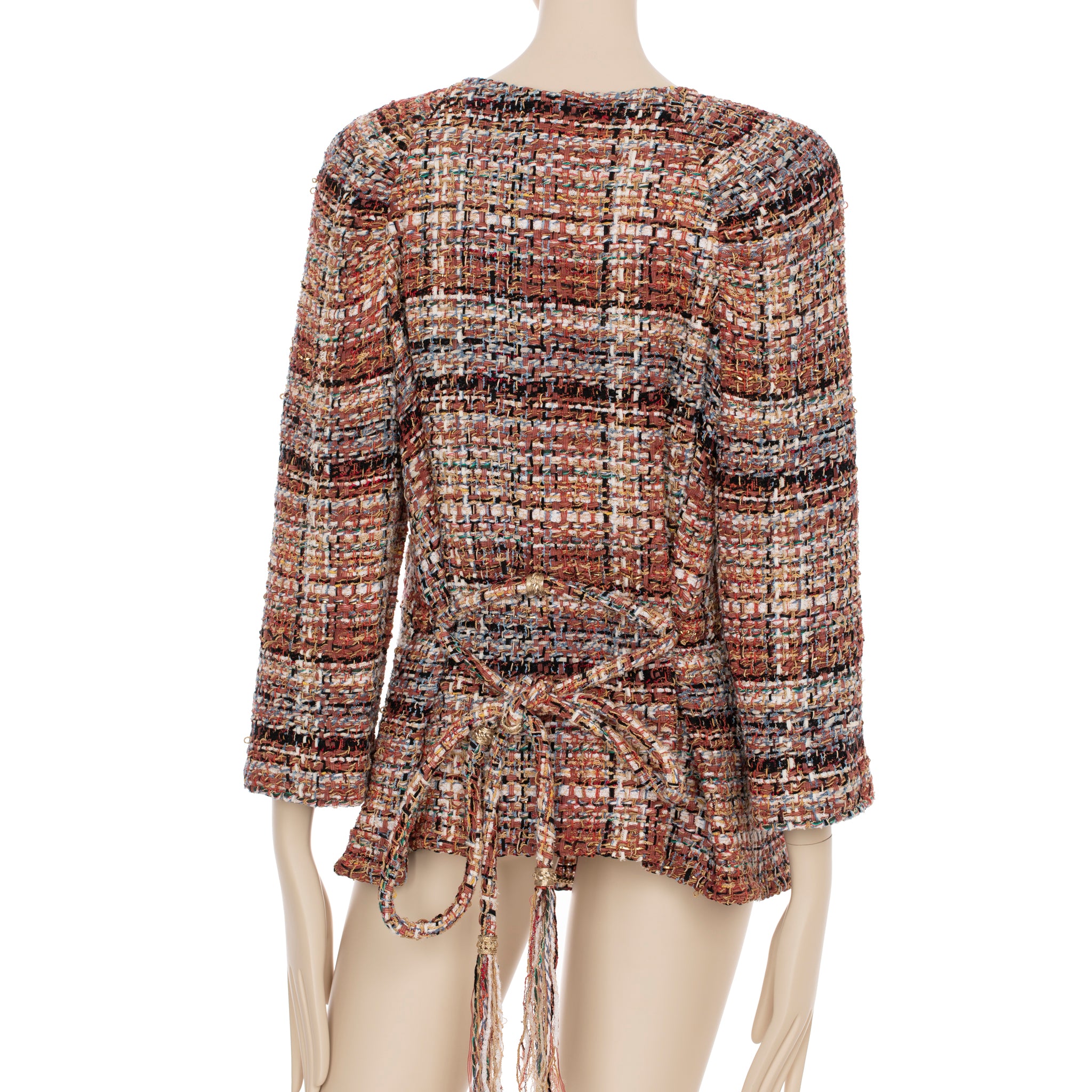 Chanel Multitone Fantasy Tweed Coat With Waist Belt 40 FR