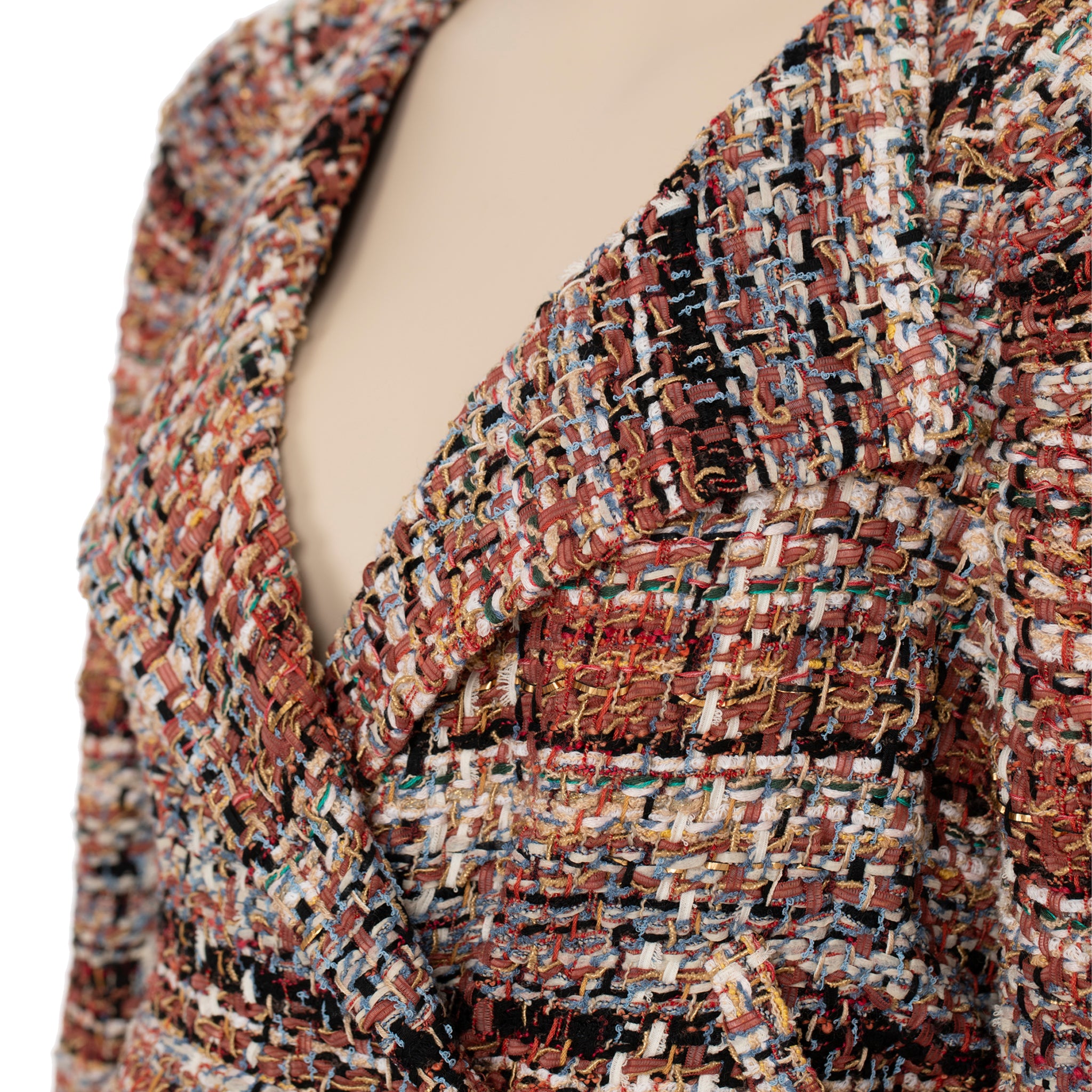 Chanel Multitone Fantasy Tweed Coat With Waist Belt 40 FR
