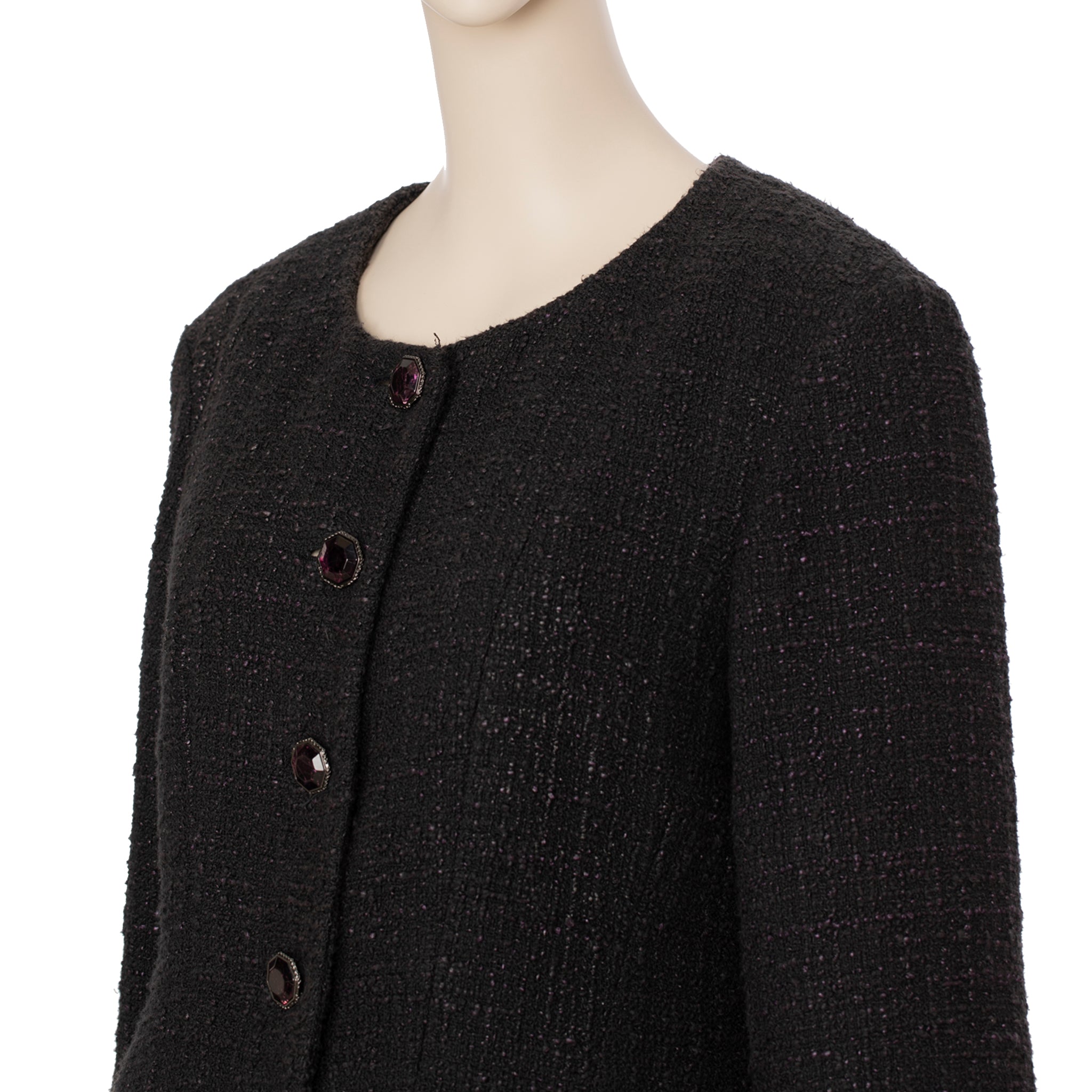Chanel Tweed Multi-button Crew Neck Jacket 40 FR