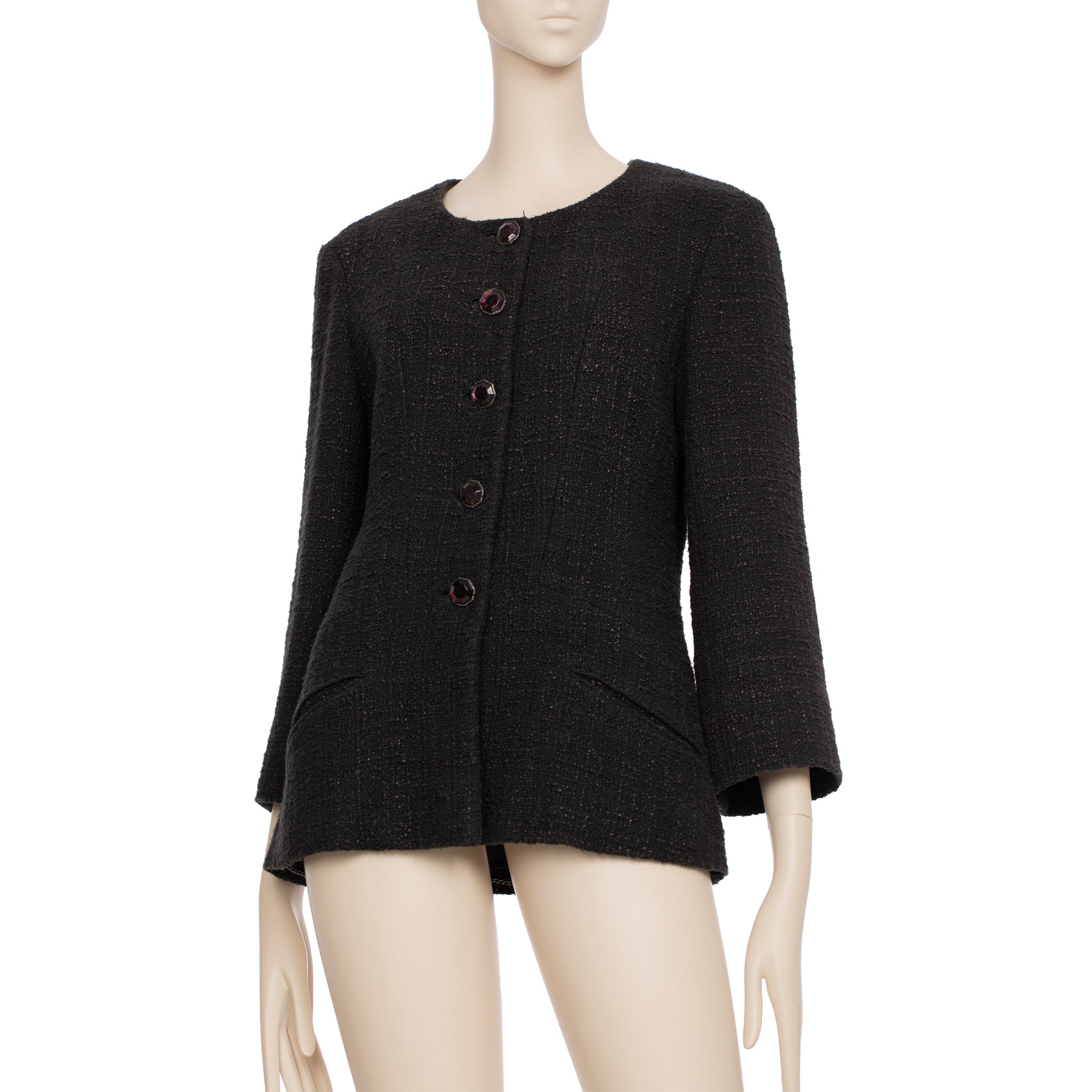 Chanel Tweed Multi-button Crew Neck Jacket 40 FR