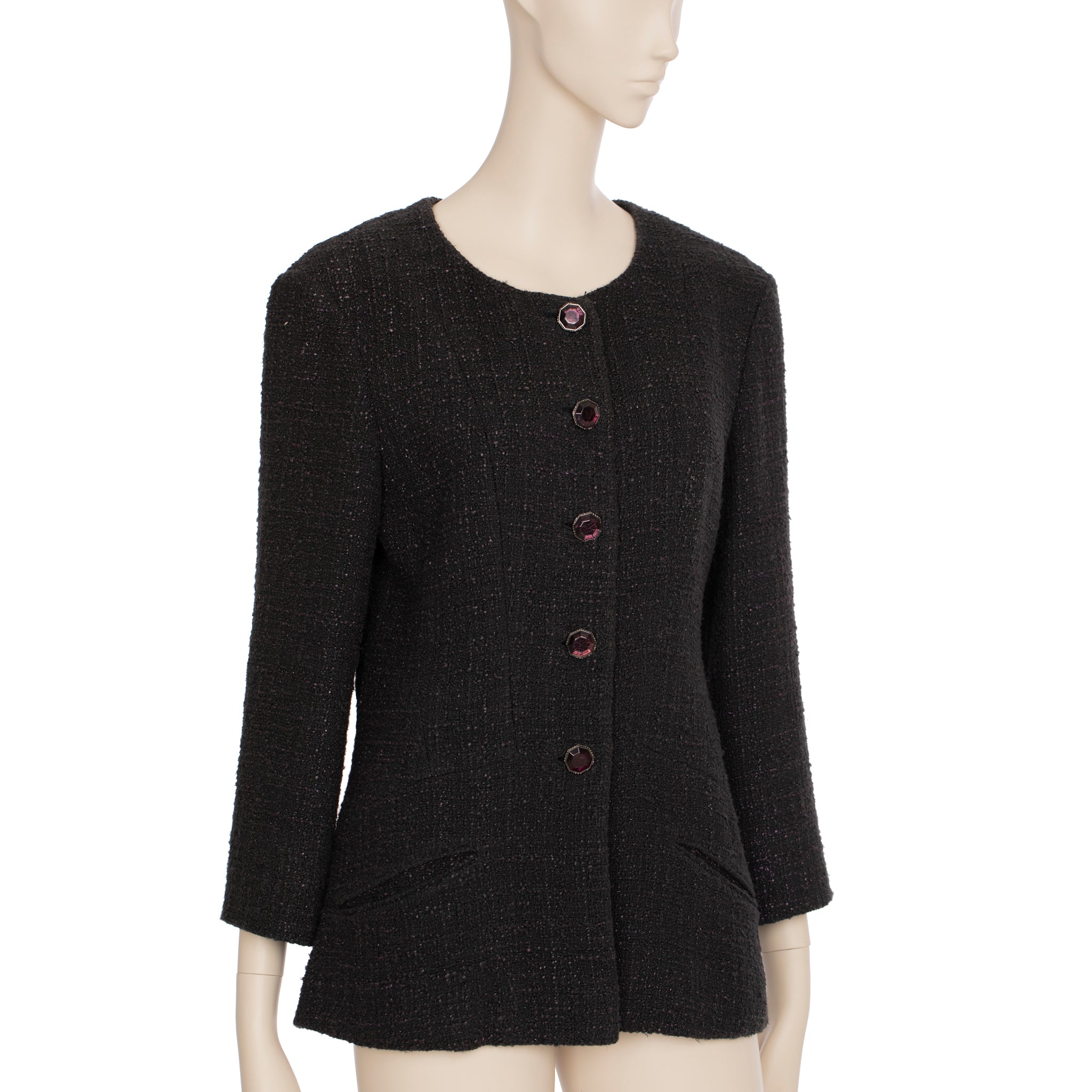 Chanel Tweed Multi-button Crew Neck Jacket 40 FR