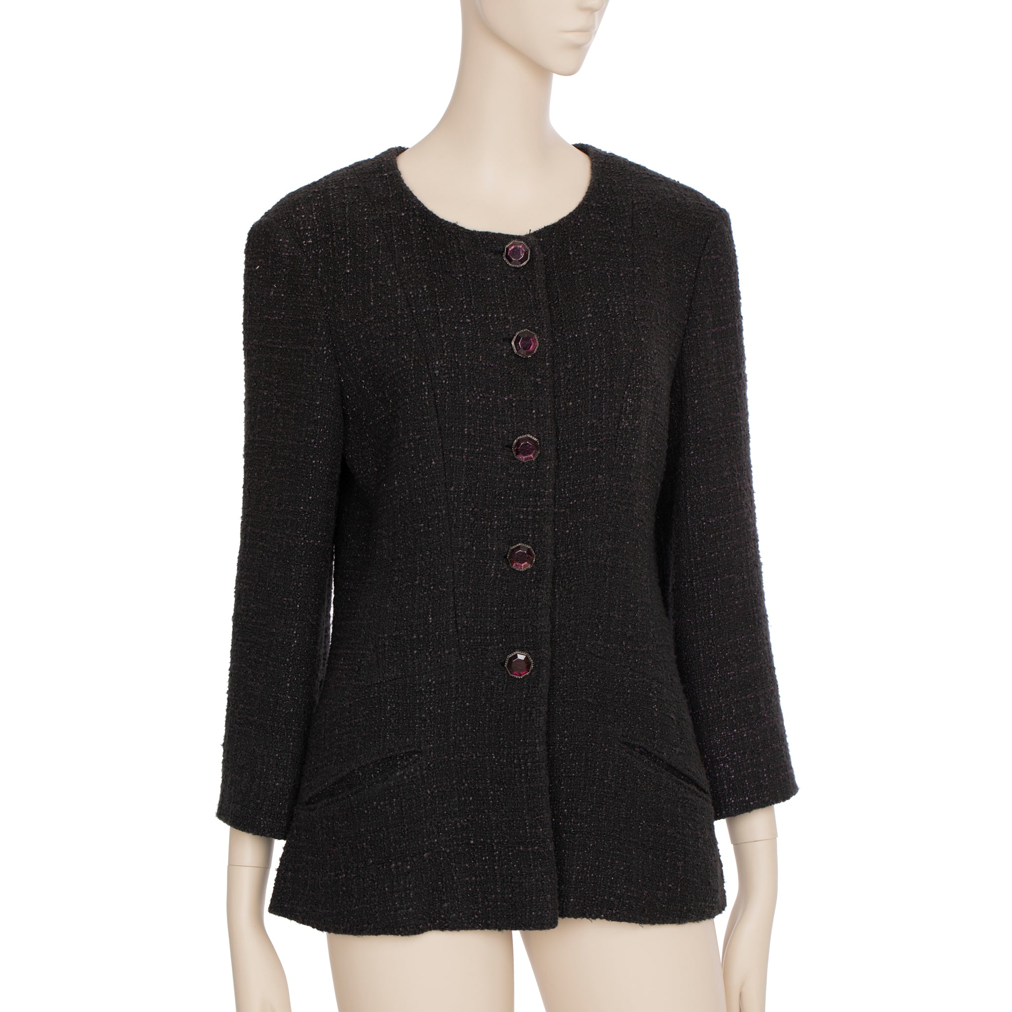 Chanel Tweed Multi-button Crew Neck Jacket 40 FR