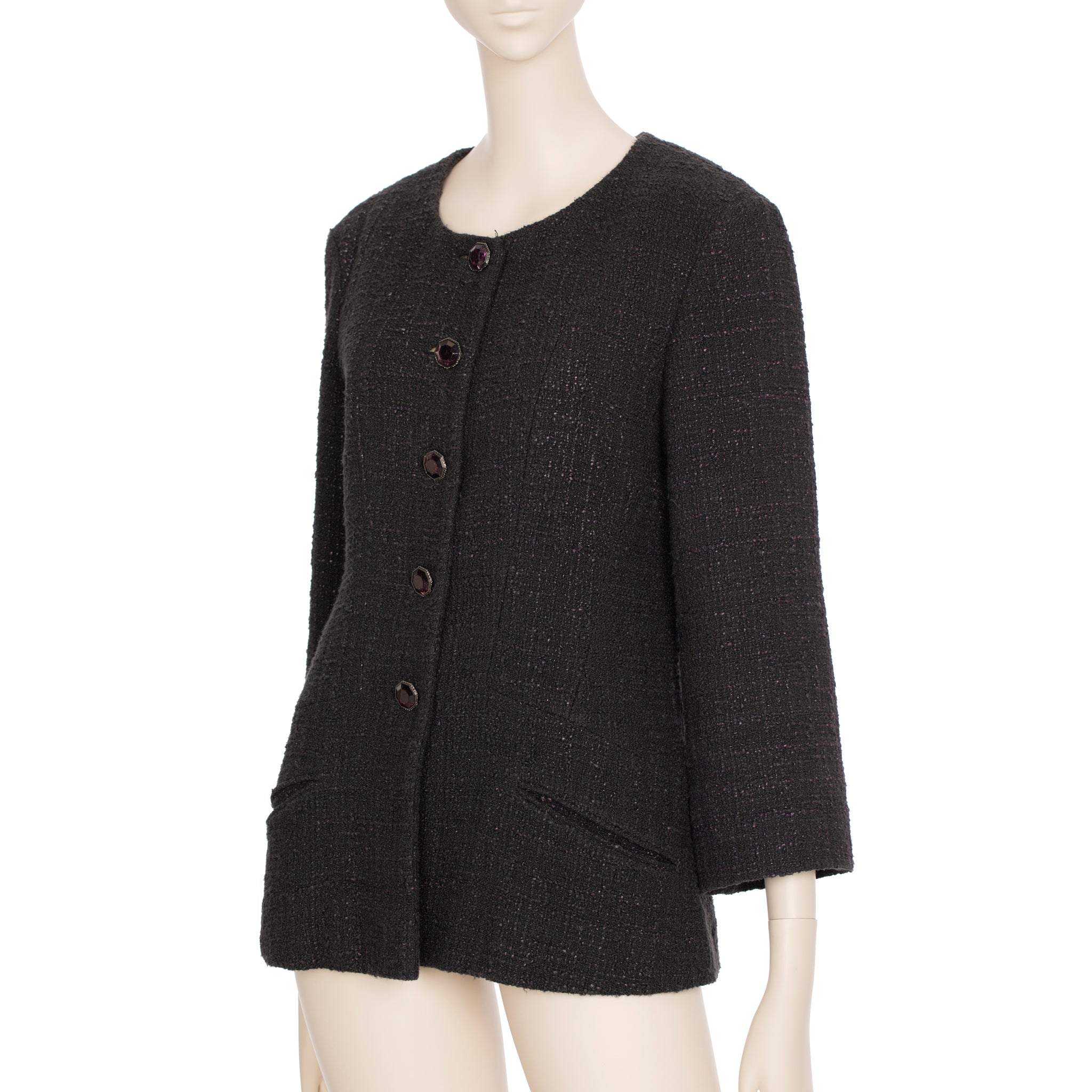 Chanel Tweed Multi-button Crew Neck Jacket 40 FR