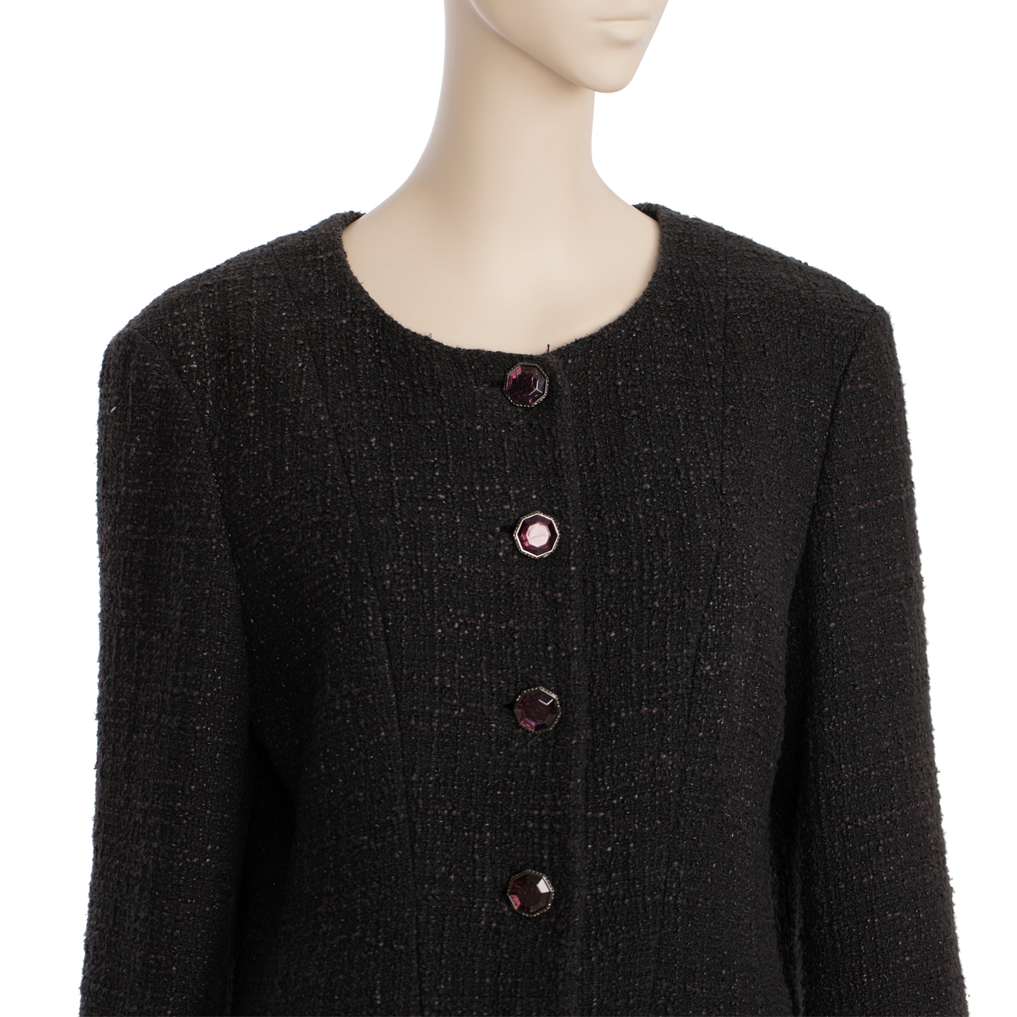 Chanel Tweed Multi-button Crew Neck Jacket 40 FR