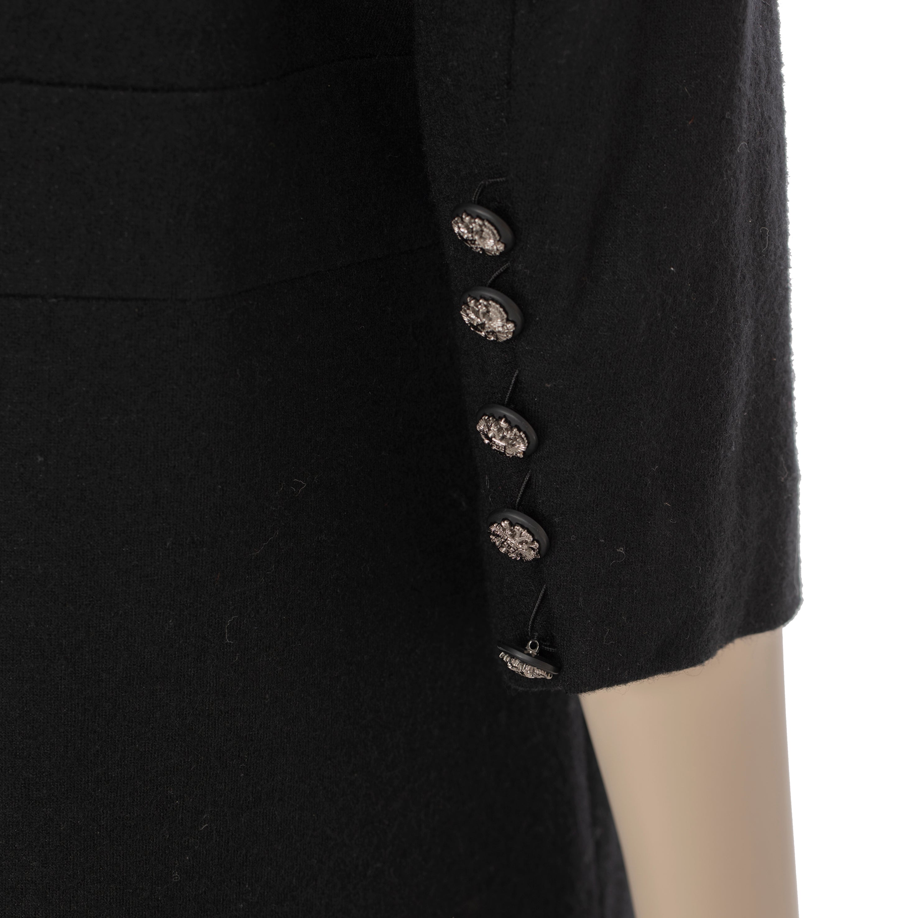 Chanel Long Black Wool Dress With Detachable Collar 40 FR