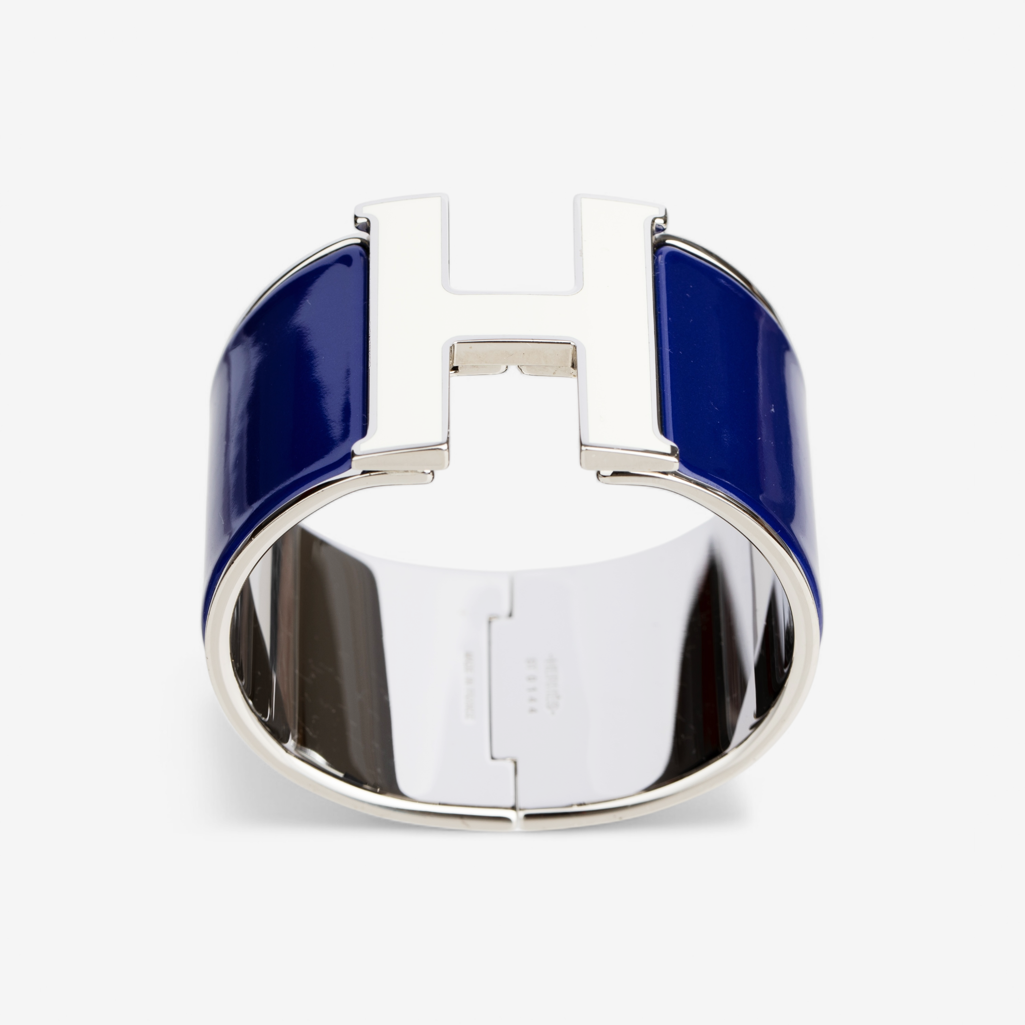 Clic H Wide Enamel Bracelet in Navy & Palladium