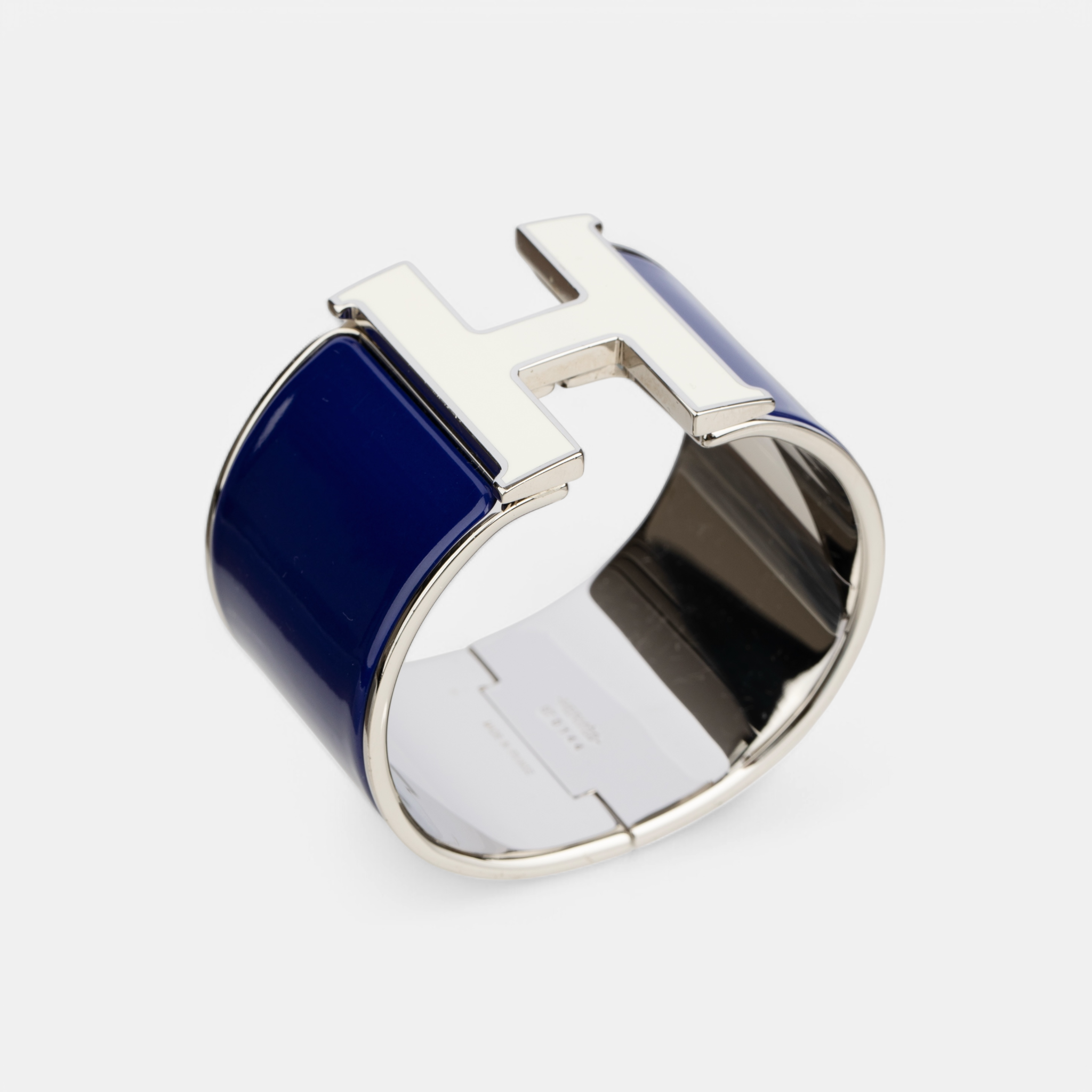 Clic H Wide Enamel Bracelet in Navy & Palladium