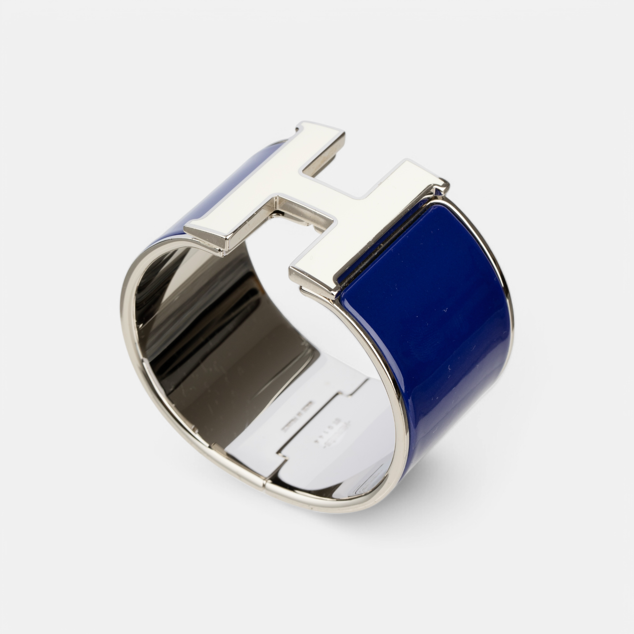 Clic H Wide Enamel Bracelet in Navy & Palladium