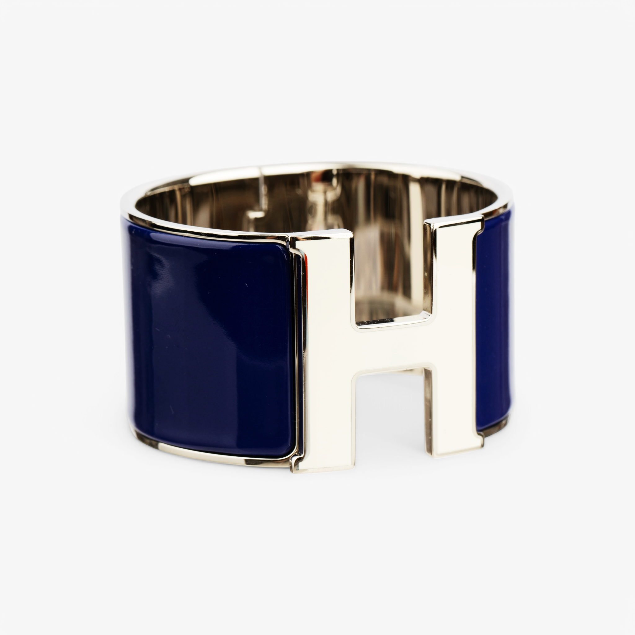 Clic H Wide Enamel Bracelet in Navy & Palladium