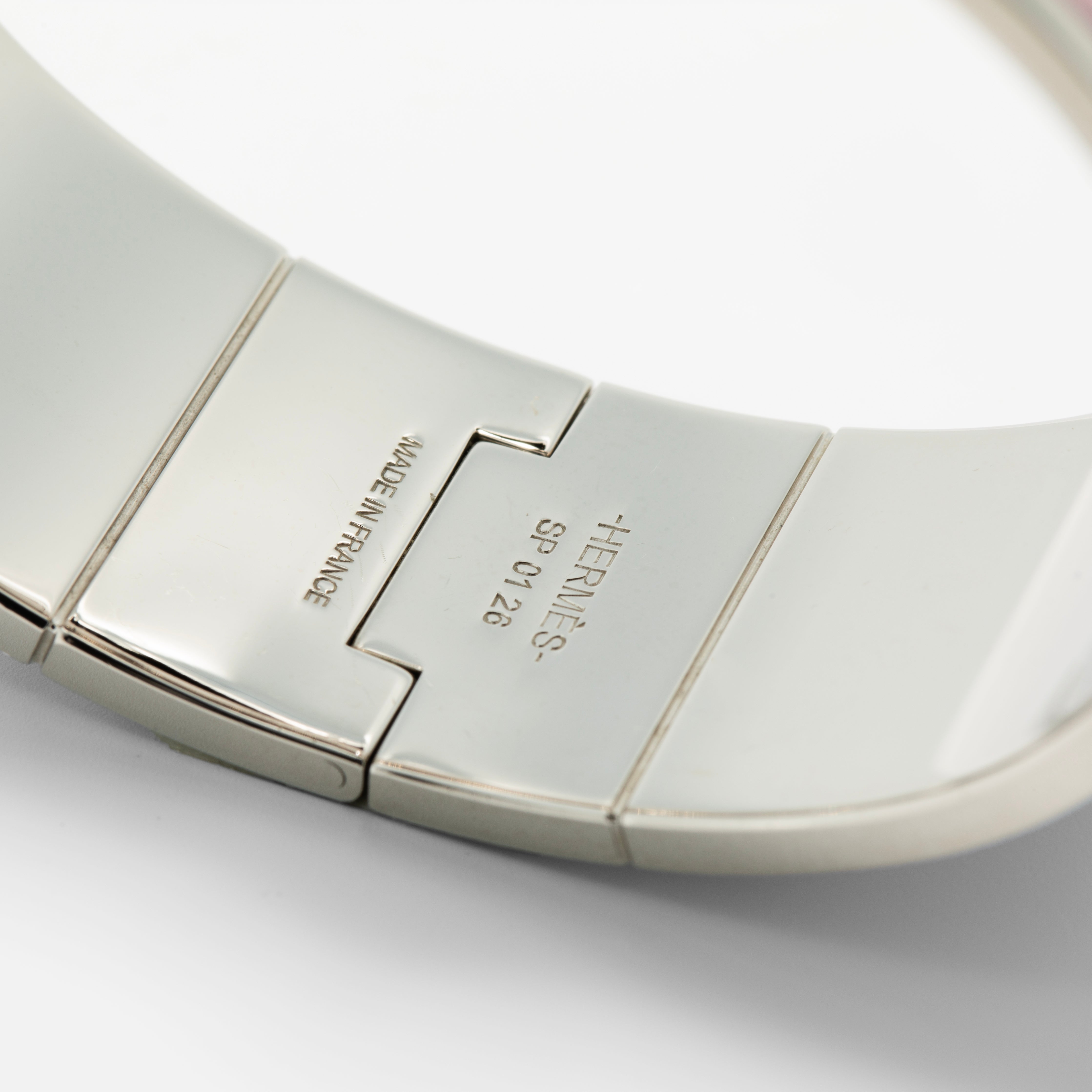 Hermès Les Cles Printed Enamel Hinged Bracelet