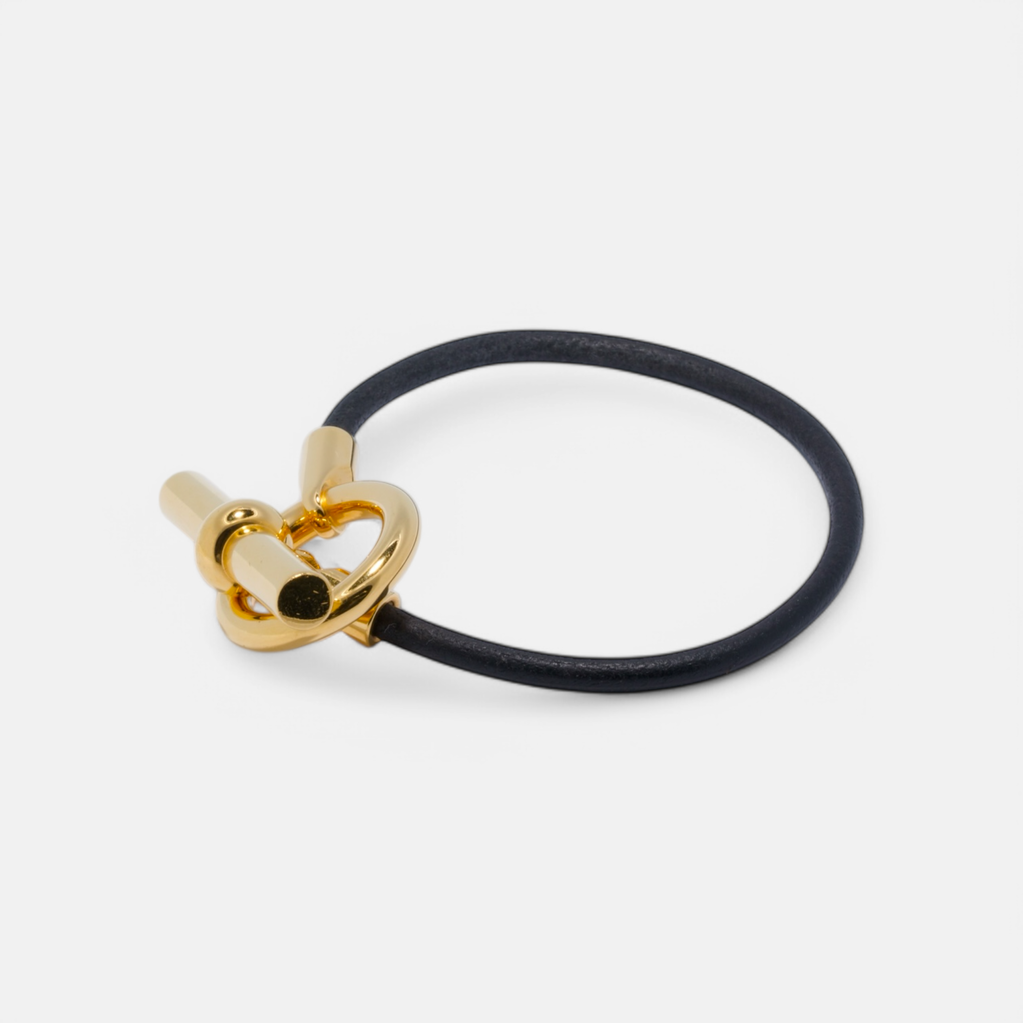 Hermès Leather and Gold-Plated Toggle Bracelet