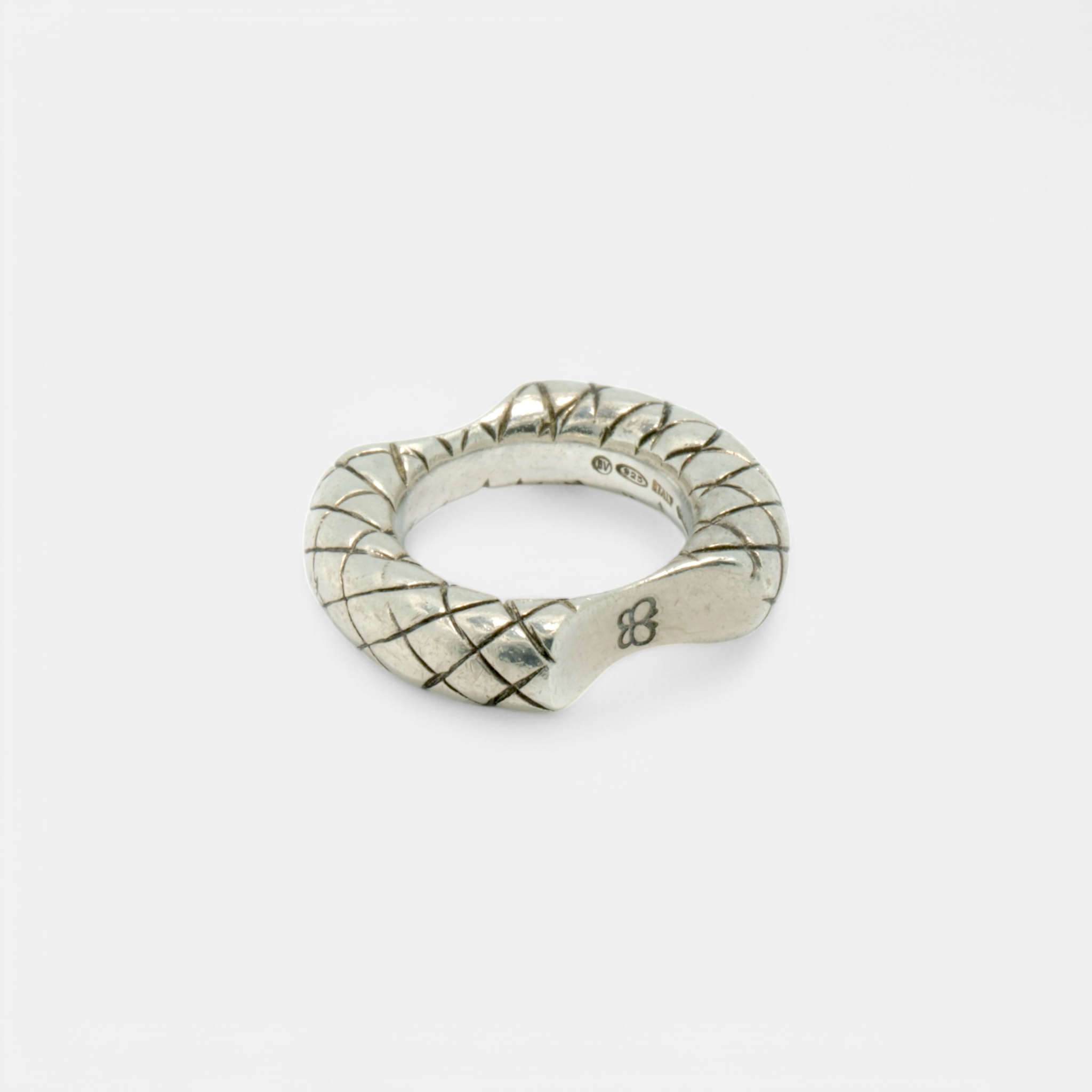 Bottega Veneta Sculpted Intrecciato Sterling Silver Ring