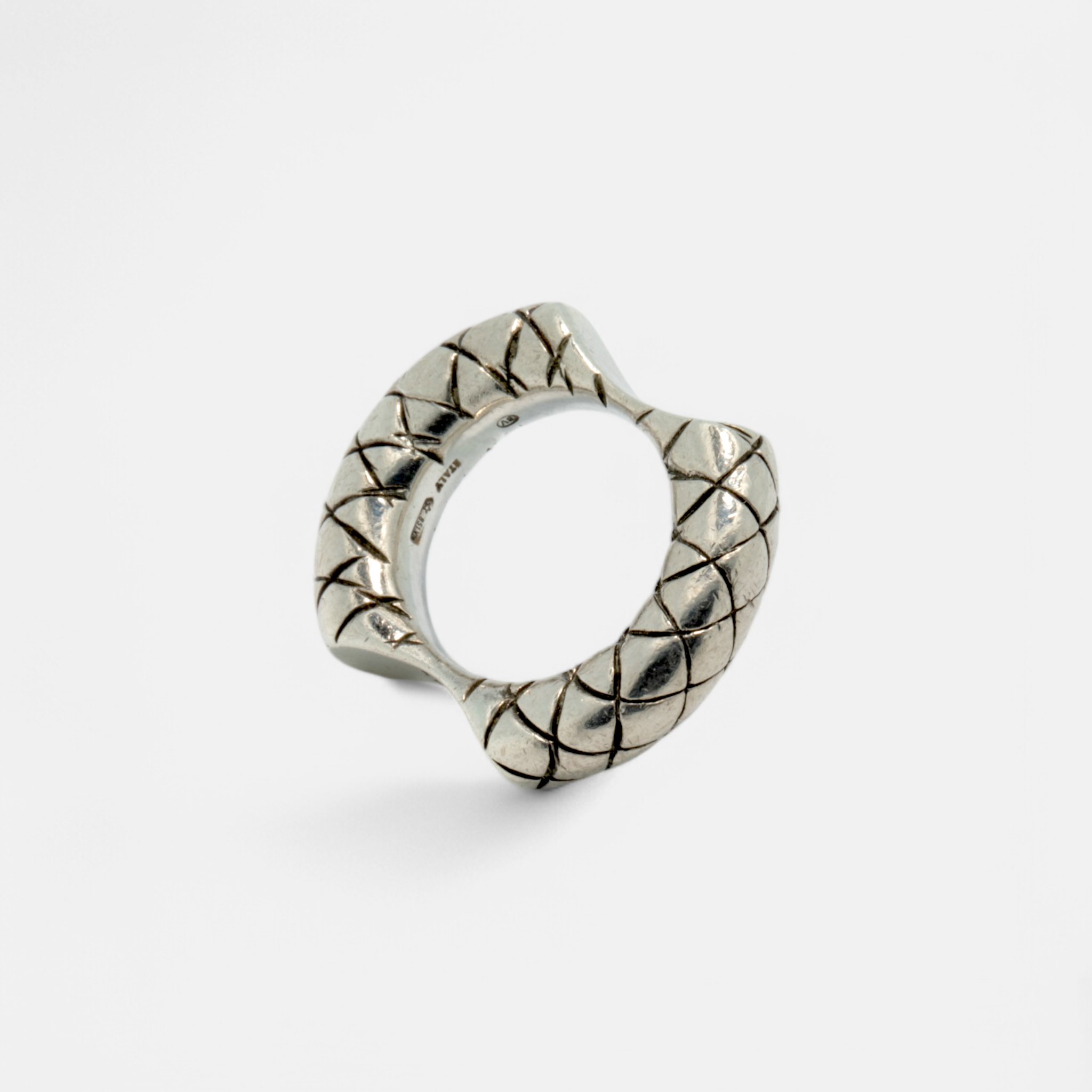 Bottega Veneta Sculpted Intrecciato Sterling Silver Ring