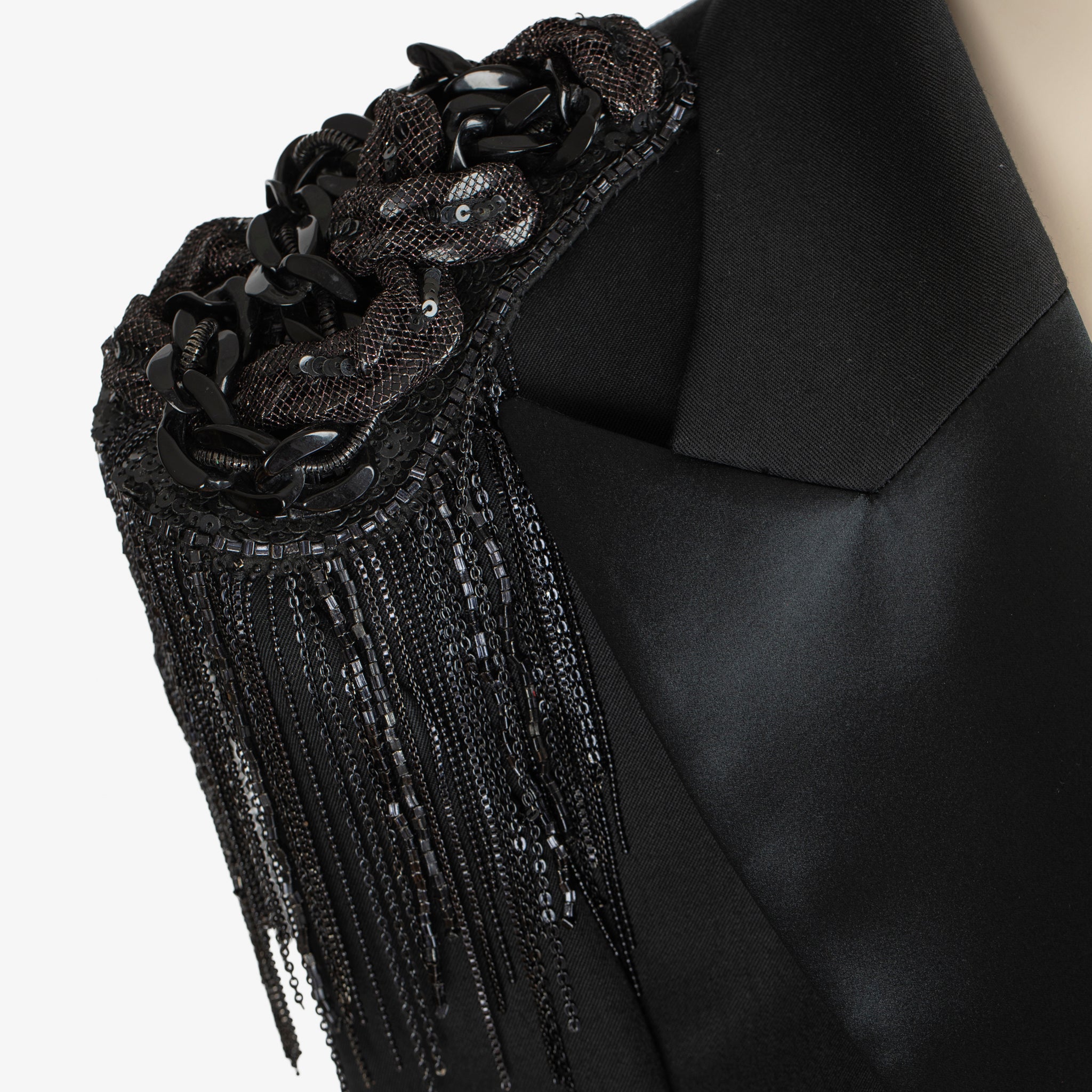 Balmain Black Wool Military Tailcoat Jacket with Epaulettes & Medallion Badges – FR 40