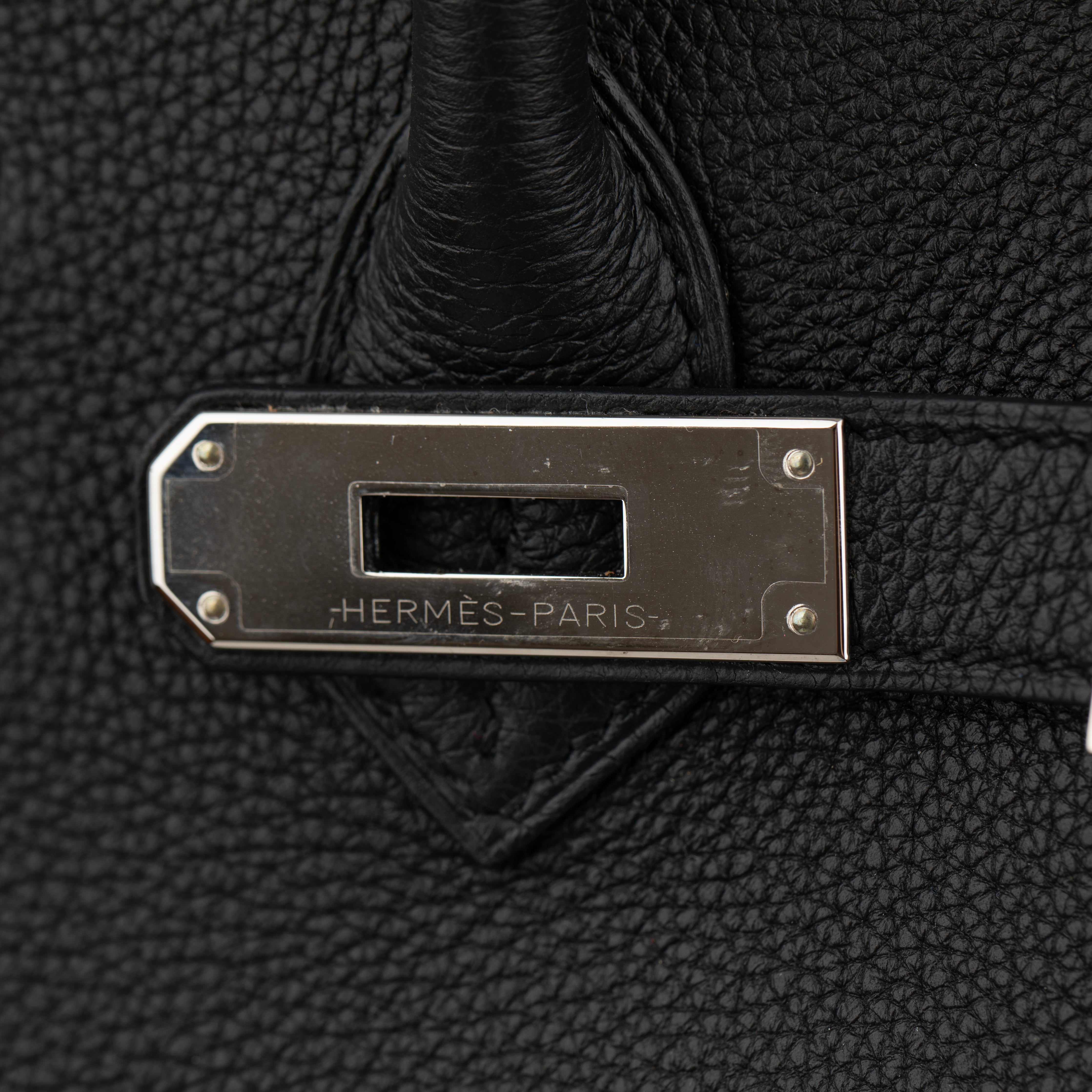 Hermes Birkin 35cm Verso Black and Blue Agate Togo Leather Palladium Hardware